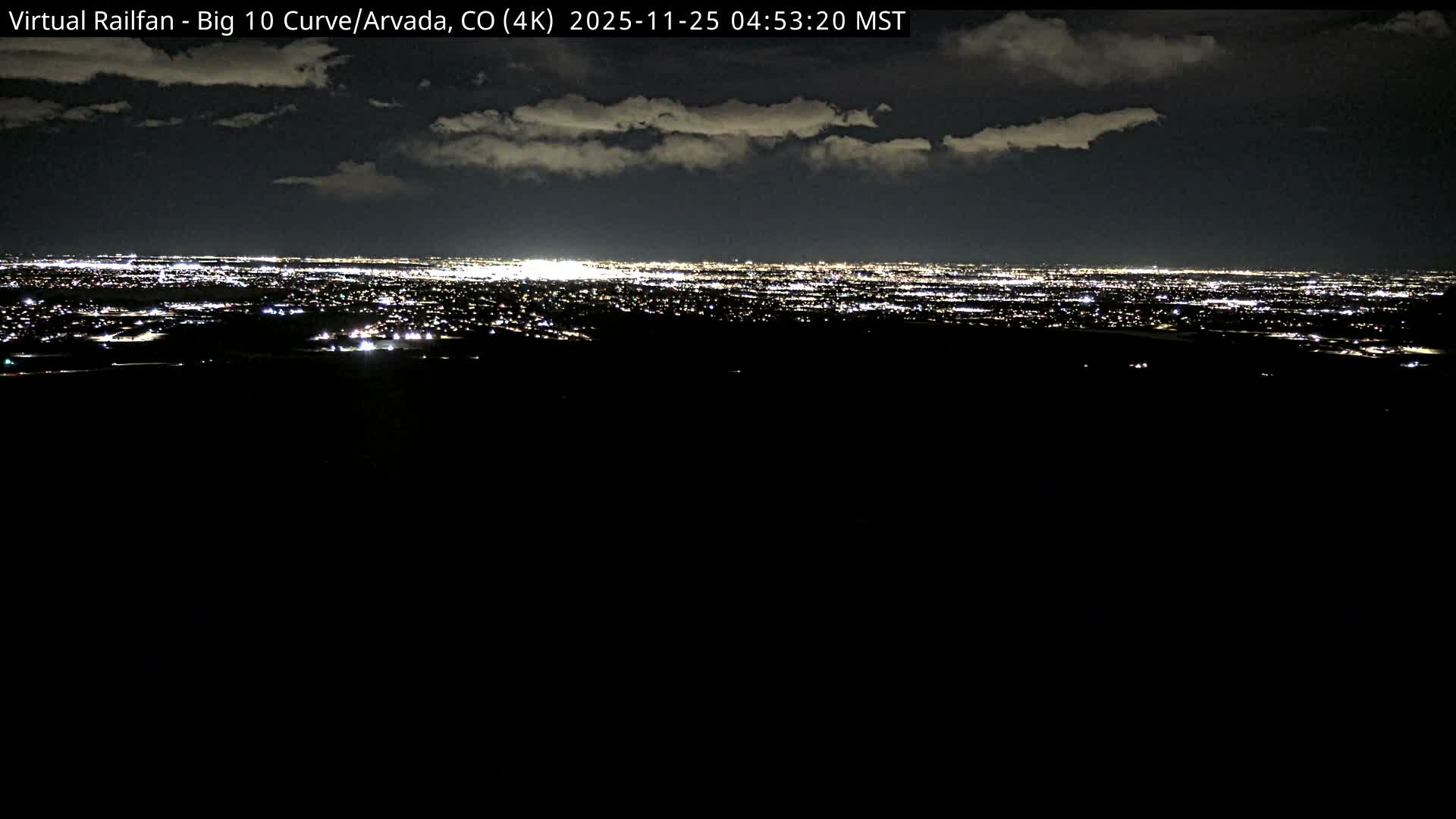 Denver Skyline  & Arvada Big  10 Curve Railroad Live Cam - Arvada, Jefferson, Colorado, USA