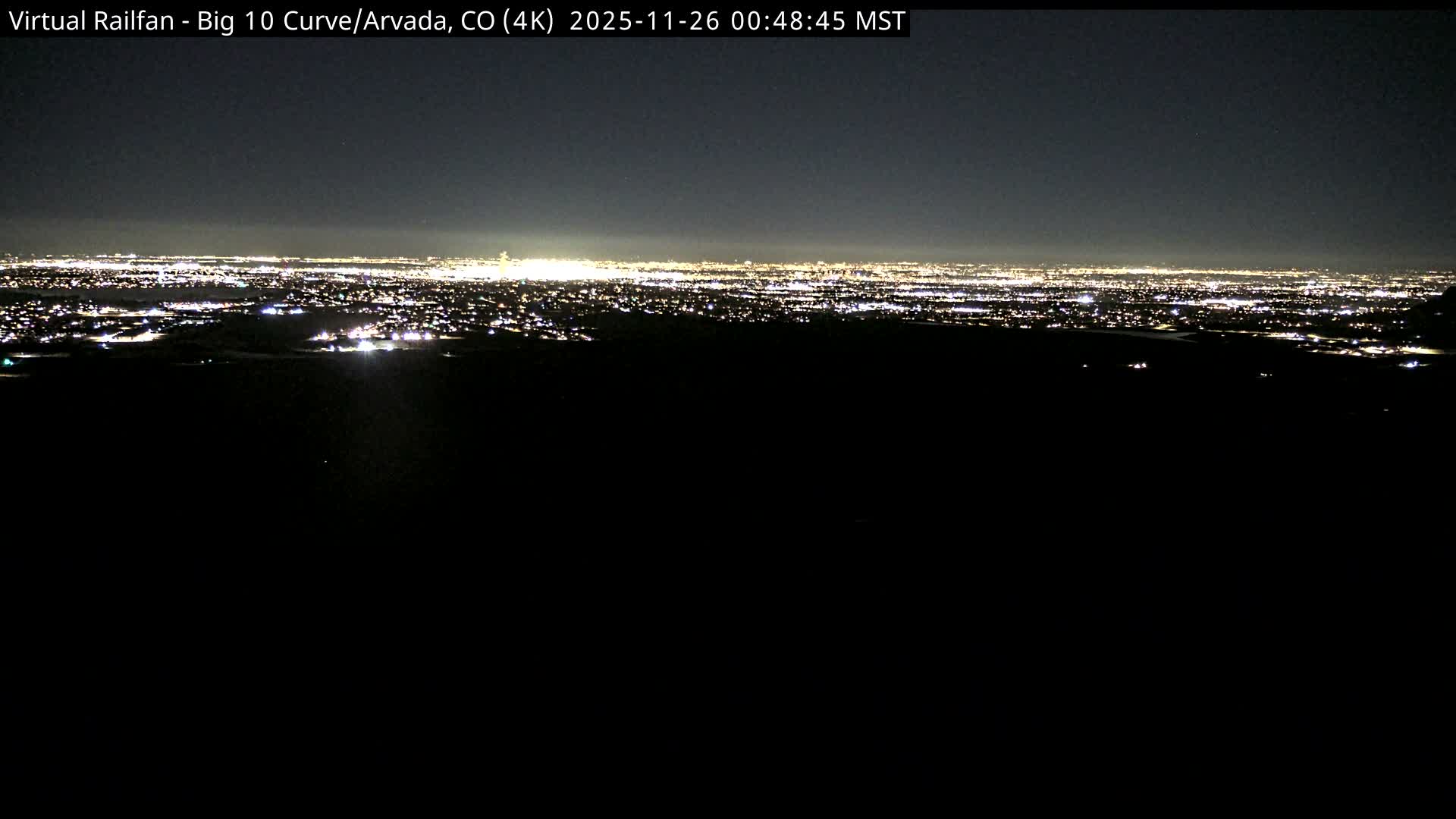 Denver Skyline  & Arvada Big  10 Curve Railroad Live Cam - Arvada, Jefferson, Colorado, USA