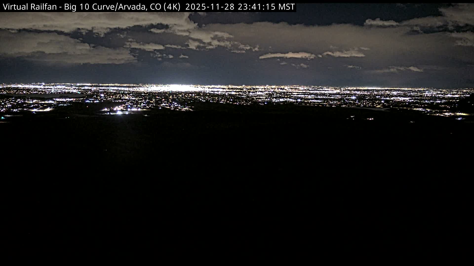 Denver Skyline  & Arvada Big  10 Curve Railroad Live Cam - Arvada, Jefferson, Colorado, USA