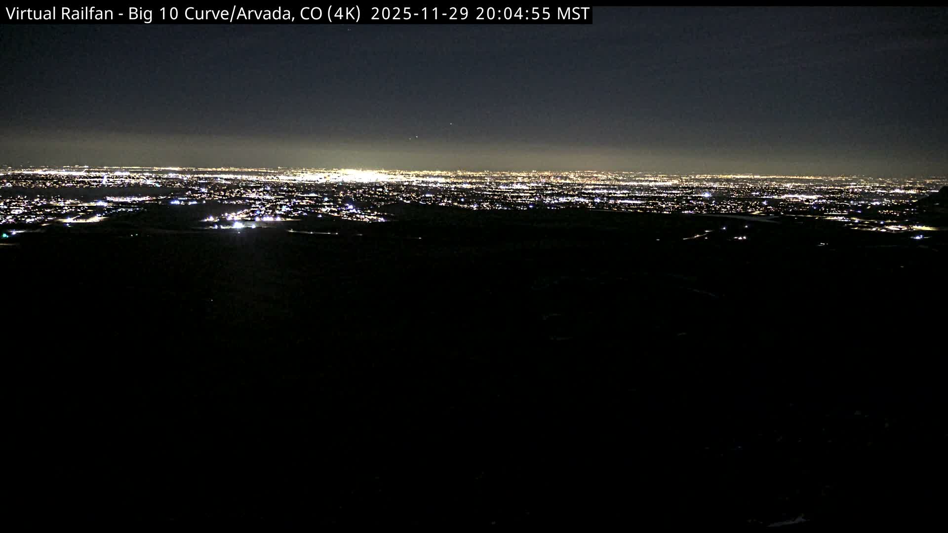 Denver Skyline  & Arvada Big  10 Curve Railroad Live Cam - Arvada, Jefferson, Colorado, USA