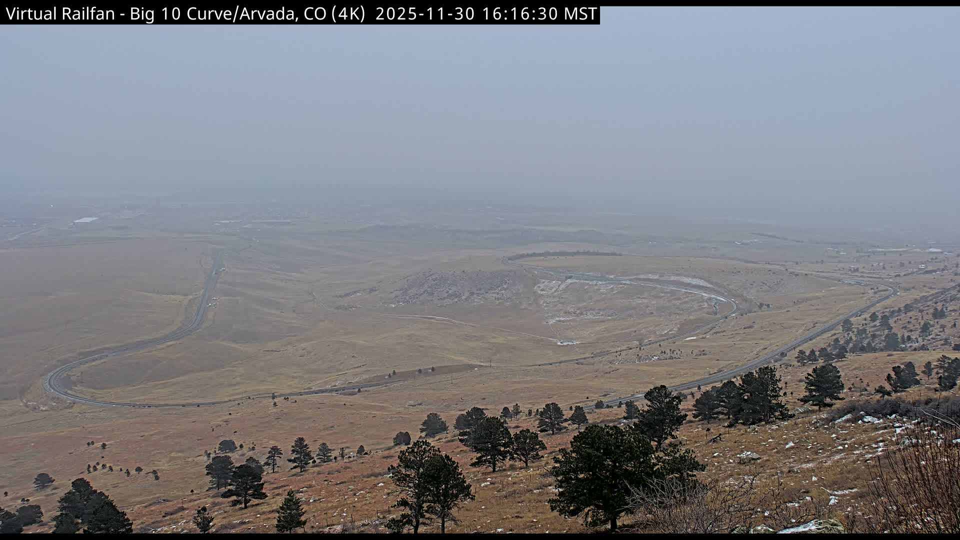 Denver Skyline  & Arvada Big  10 Curve Railroad Live Cam - Arvada, Jefferson, Colorado, USA