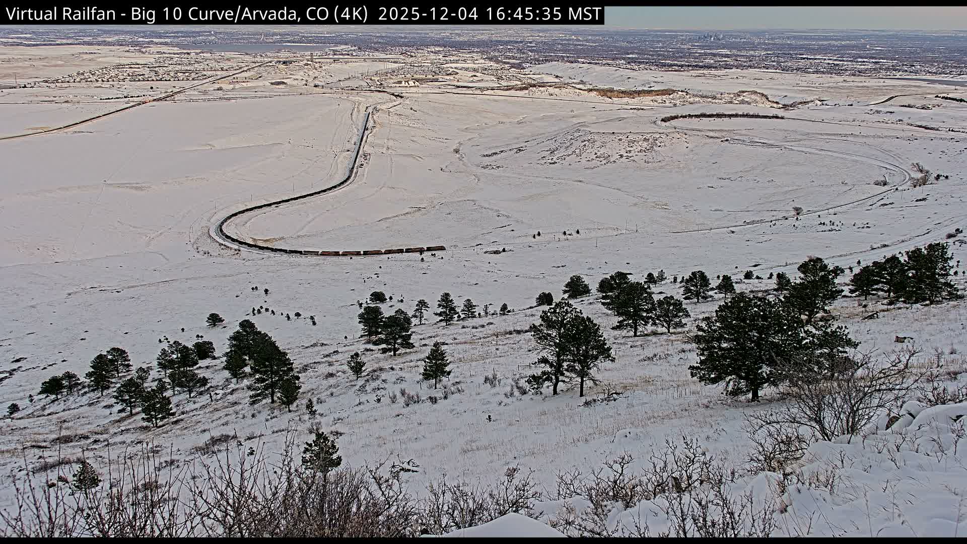 Denver Skyline  & Arvada Big  10 Curve Railroad Live Cam - Arvada, Jefferson, Colorado, USA