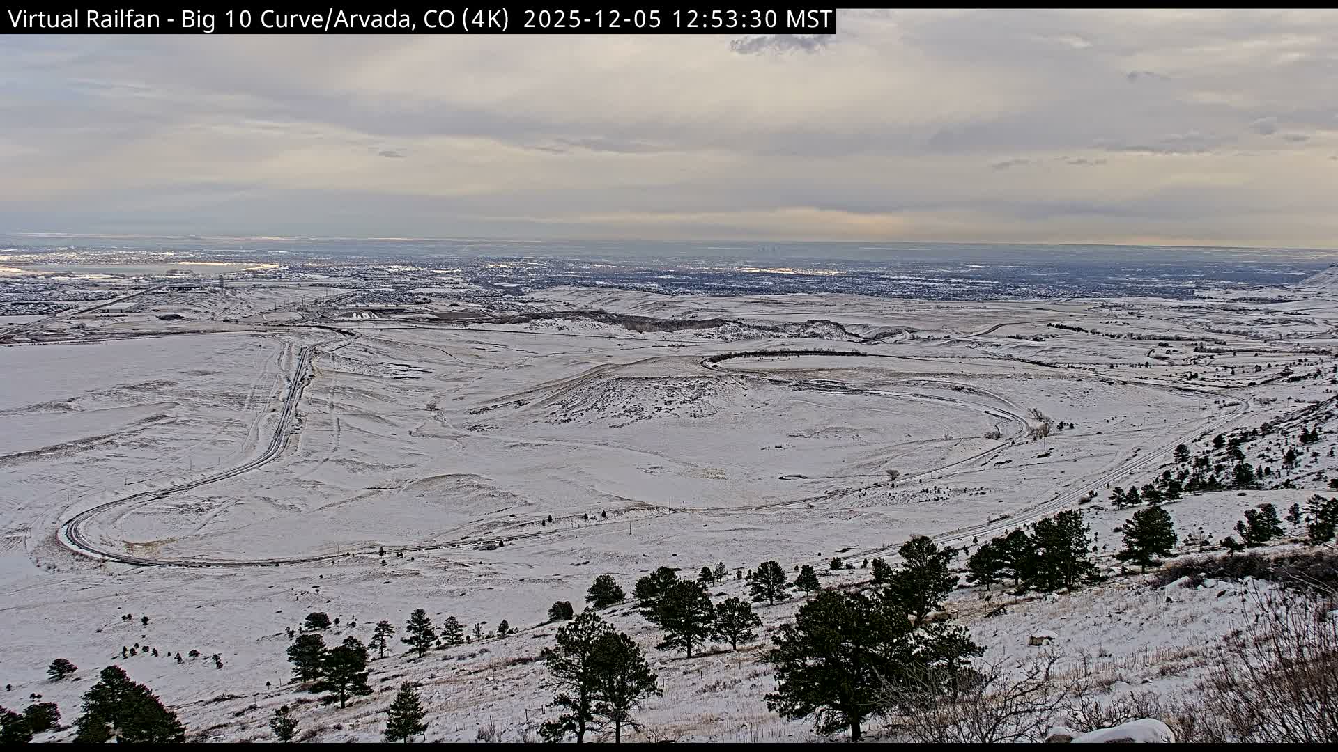 Denver Skyline  & Arvada Big  10 Curve Railroad Live Cam - Arvada, Jefferson, Colorado, USA