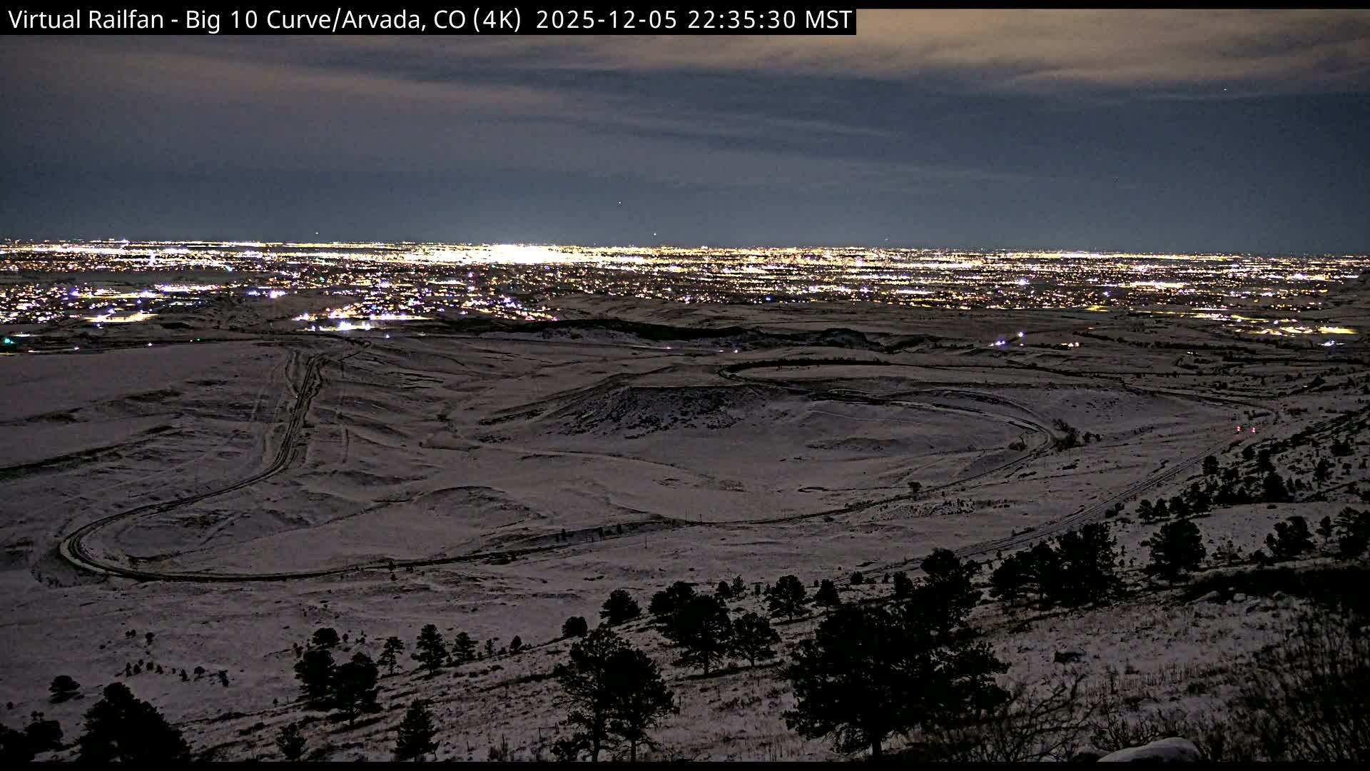 Denver Skyline  & Arvada Big  10 Curve Railroad Live Cam - Arvada, Jefferson, Colorado, USA