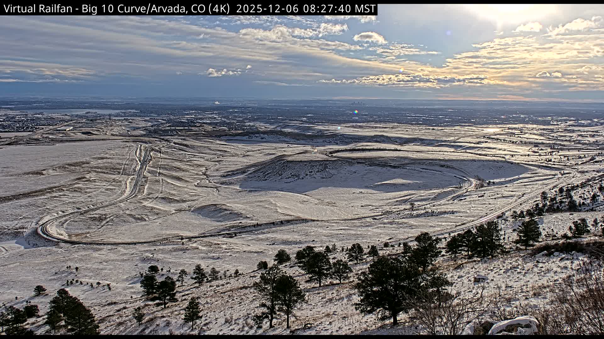 Denver Skyline  & Arvada Big  10 Curve Railroad Live Cam - Arvada, Jefferson, Colorado, USA