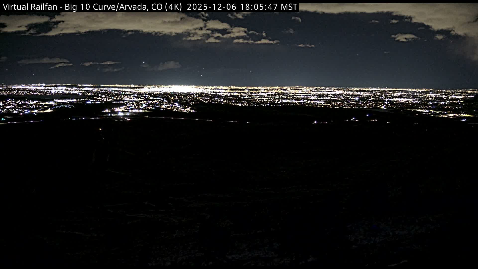 Denver Skyline  & Arvada Big  10 Curve Railroad Live Cam - Arvada, Jefferson, Colorado, USA