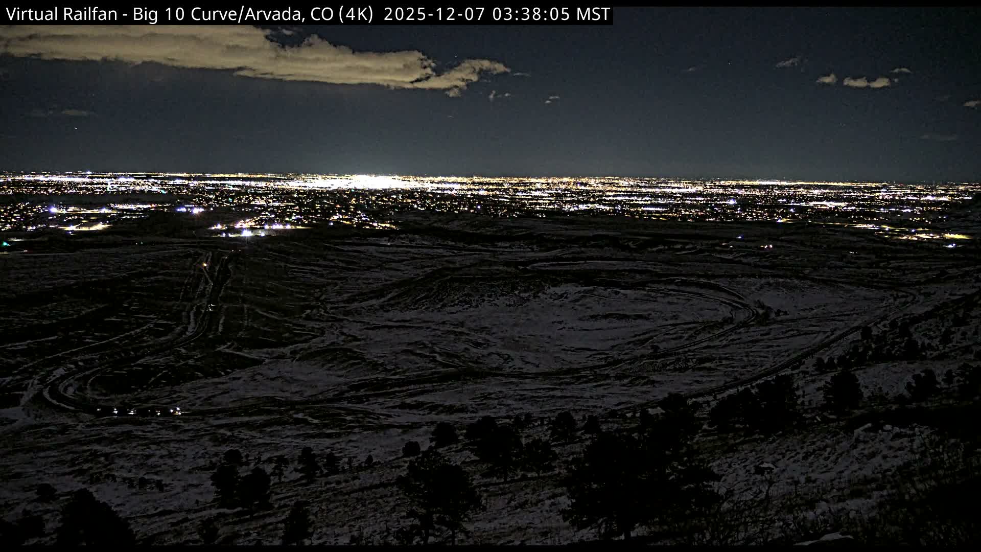 Denver Skyline  & Arvada Big  10 Curve Railroad Live Cam - Arvada, Jefferson, Colorado, USA