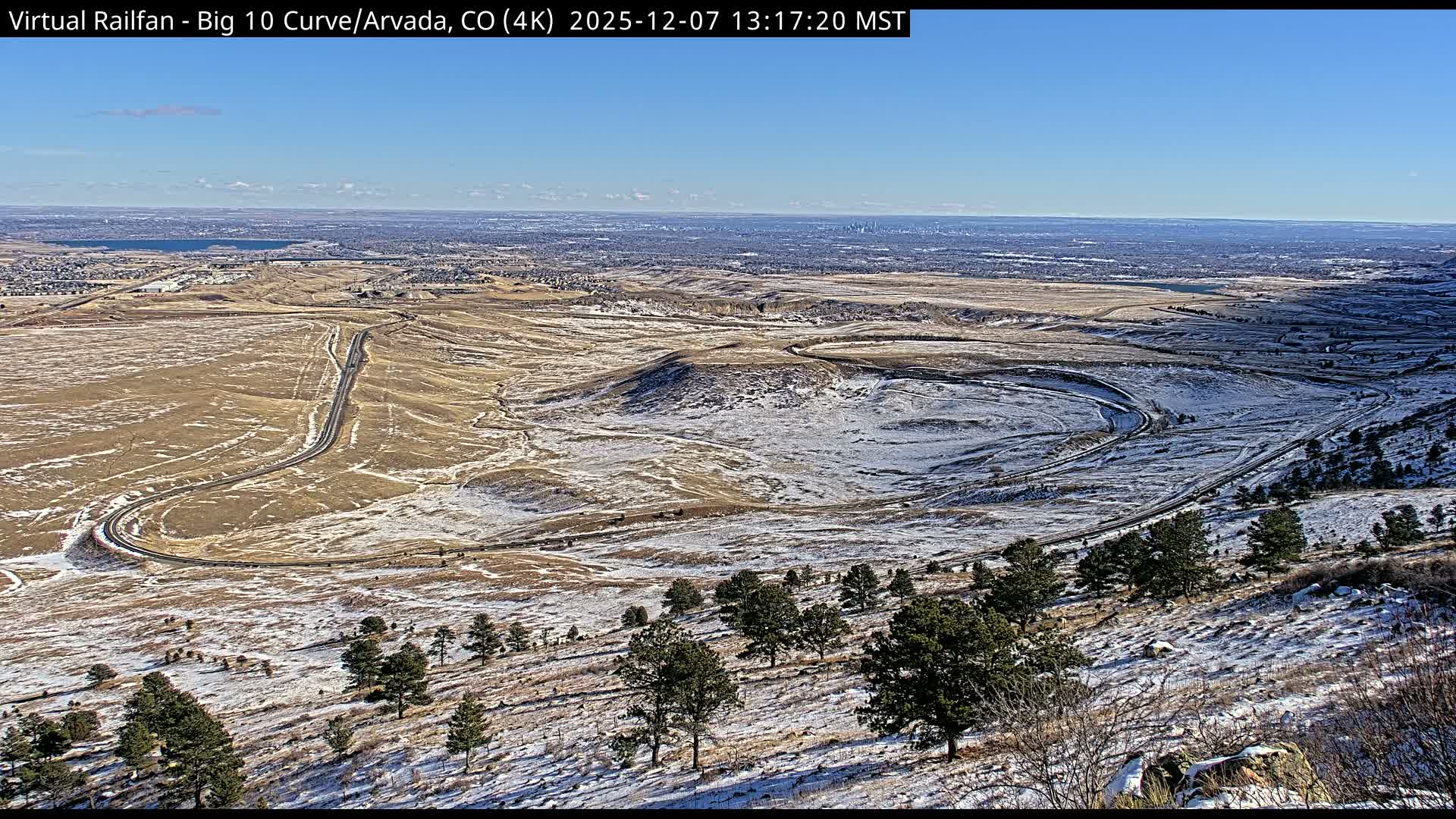 Denver Skyline  & Arvada Big  10 Curve Railroad Live Cam - Arvada, Jefferson, Colorado, USA