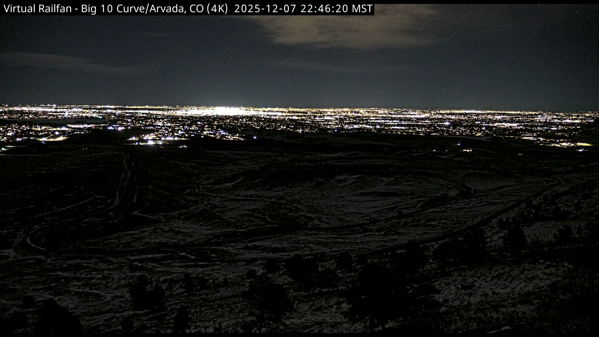 Denver Skyline  & Arvada Big  10 Curve Railroad Live Cam - Arvada, Jefferson, Colorado, USA