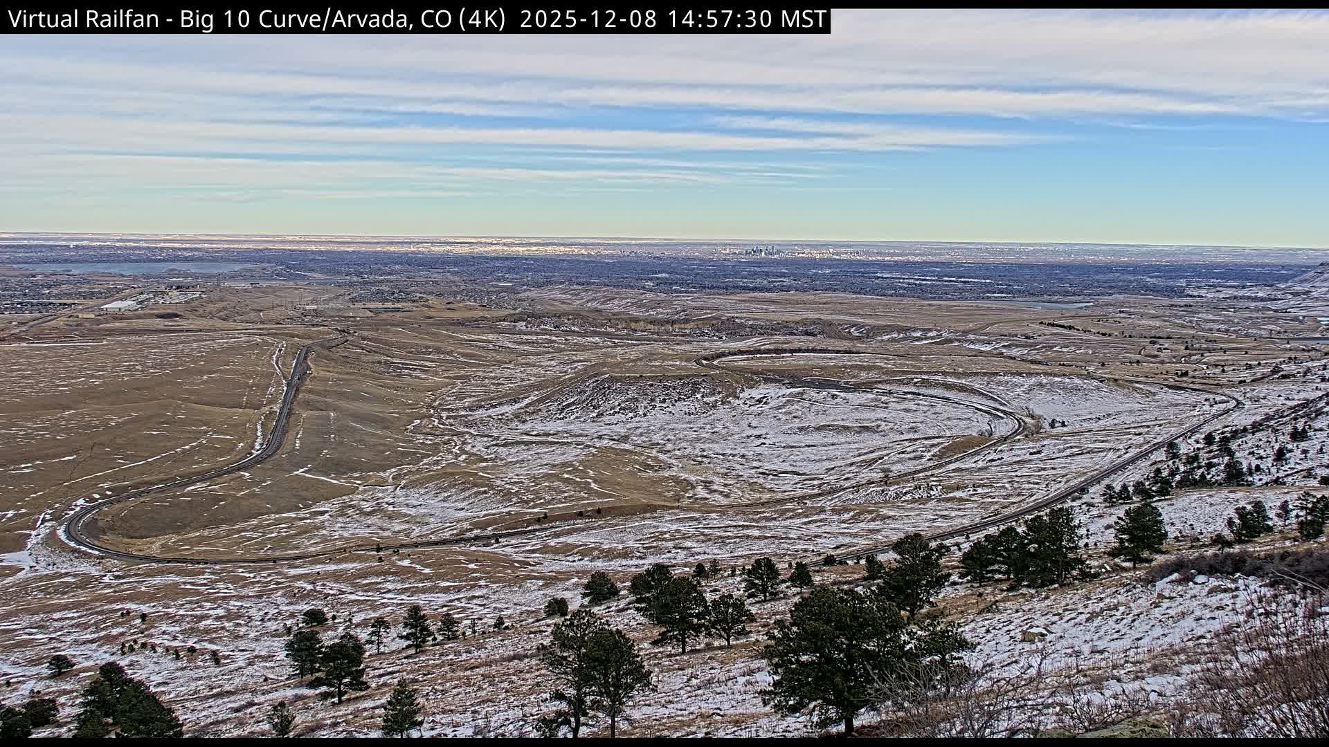 Denver Skyline  & Arvada Big  10 Curve Railroad Live Cam - Arvada, Jefferson, Colorado, USA