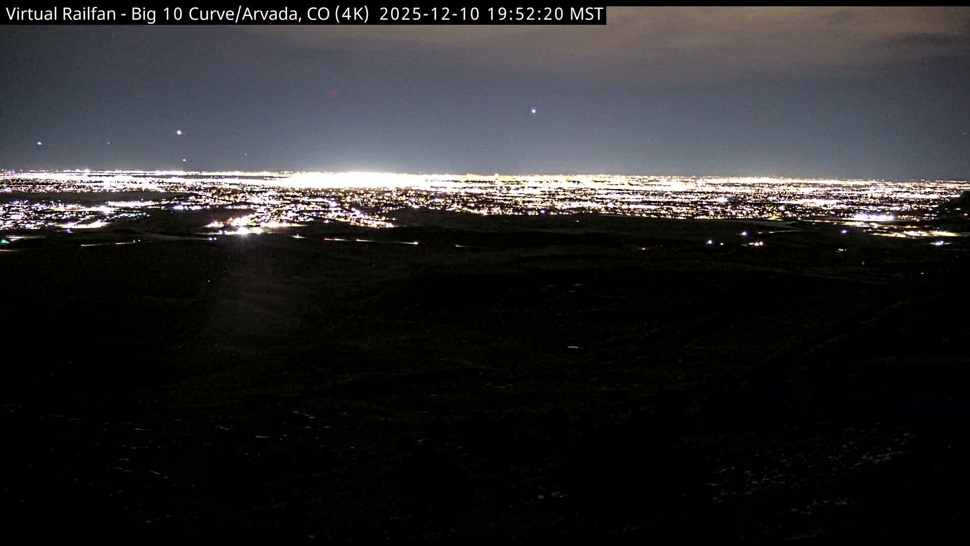 Denver Skyline  & Arvada Big  10 Curve Railroad Live Cam - Arvada, Jefferson, Colorado, USA