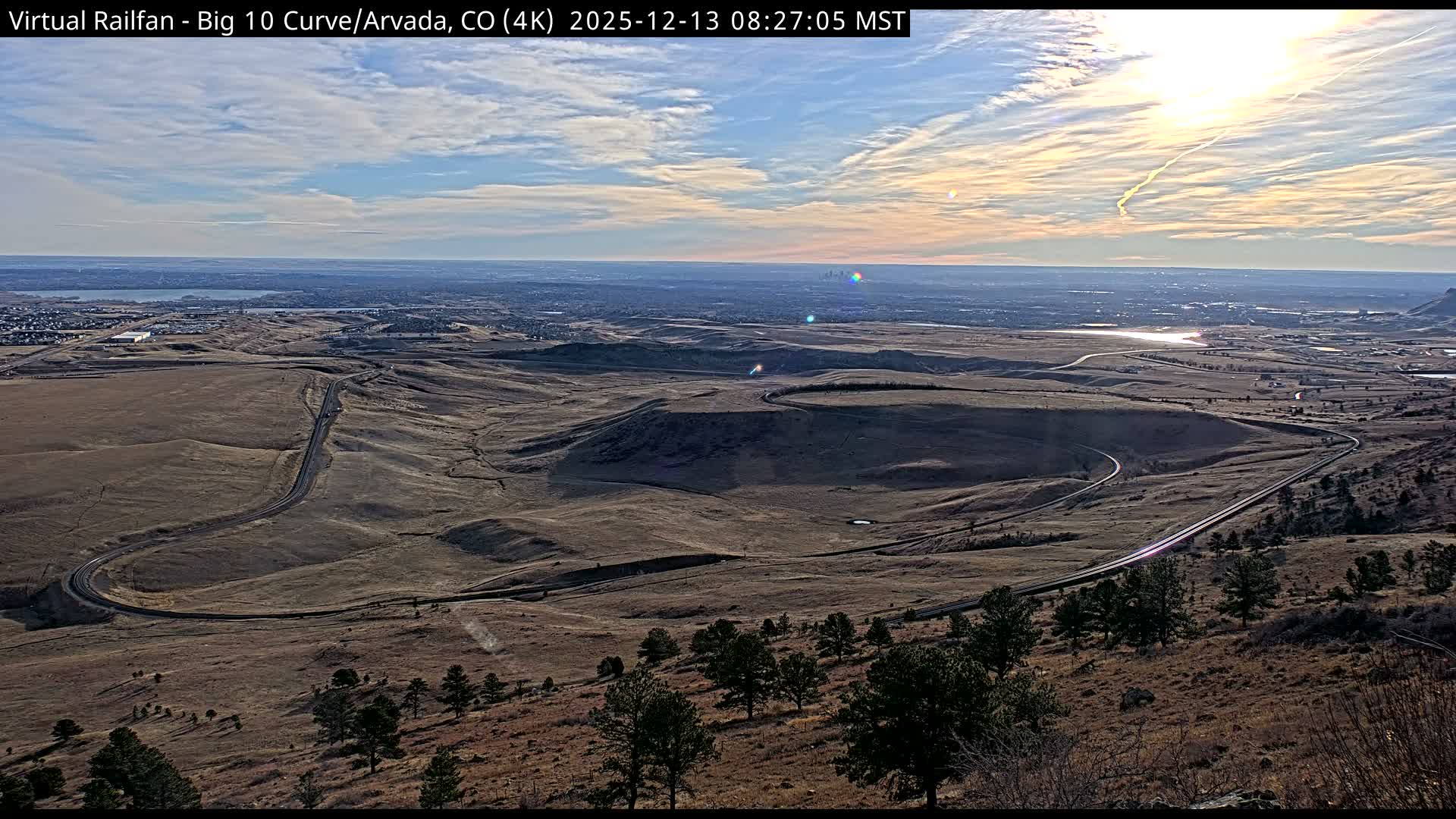 Denver Skyline  & Arvada Big  10 Curve Railroad Live Cam - Arvada, Jefferson, Colorado, USA