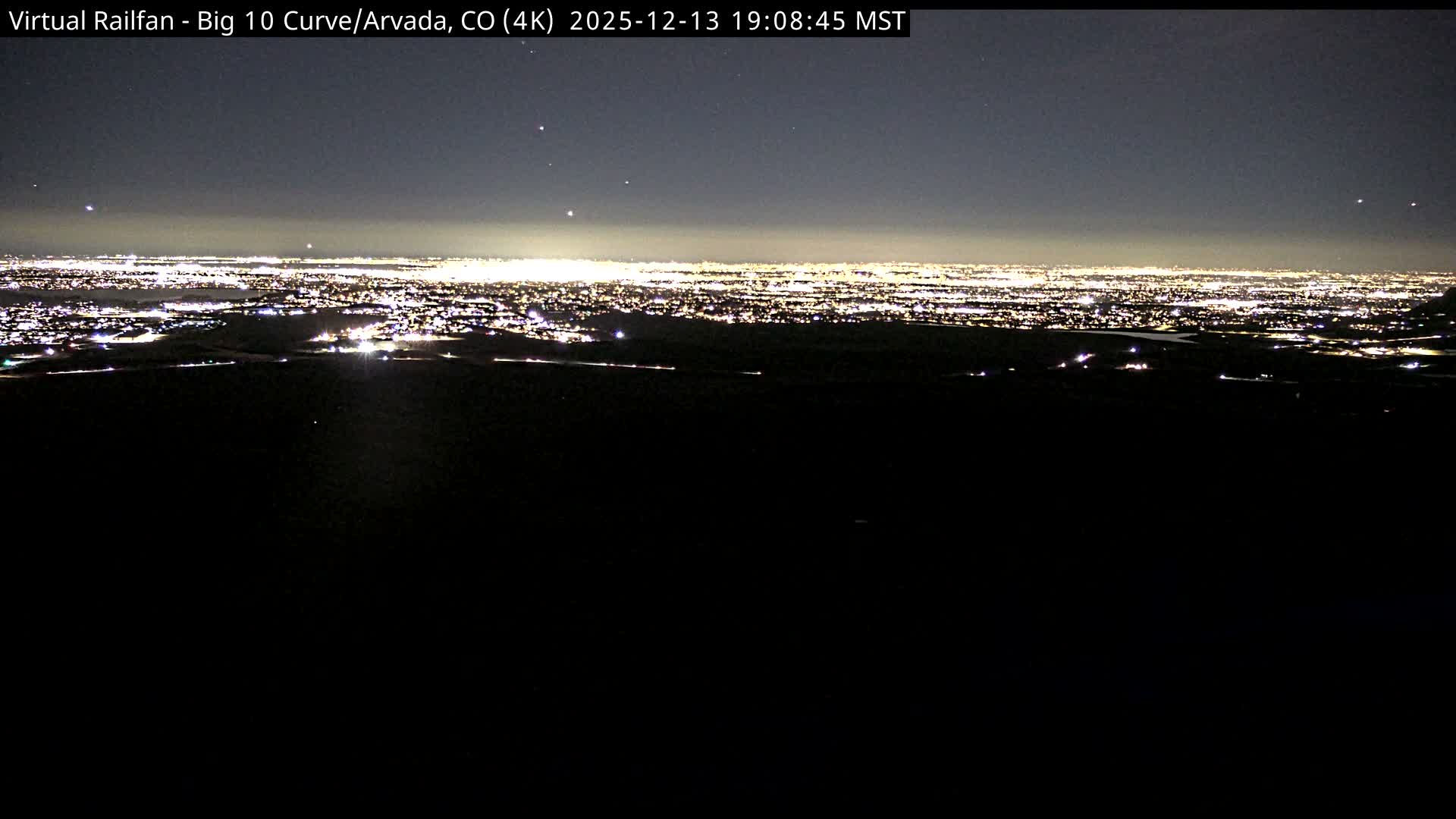 Denver Skyline  & Arvada Big  10 Curve Railroad Live Cam - Arvada, Jefferson, Colorado, USA