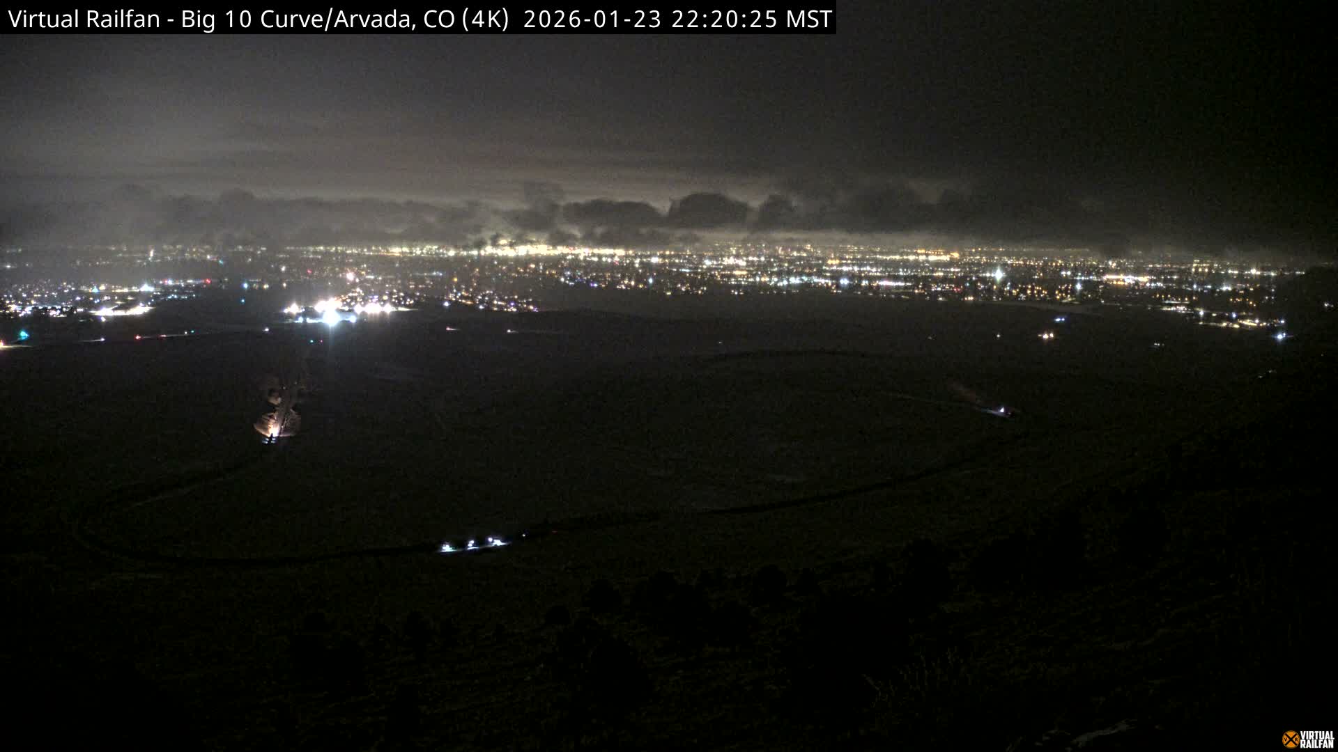 Denver Skyline  & Arvada Big  10 Curve Railroad Live Cam - Arvada, Jefferson, Colorado, USA