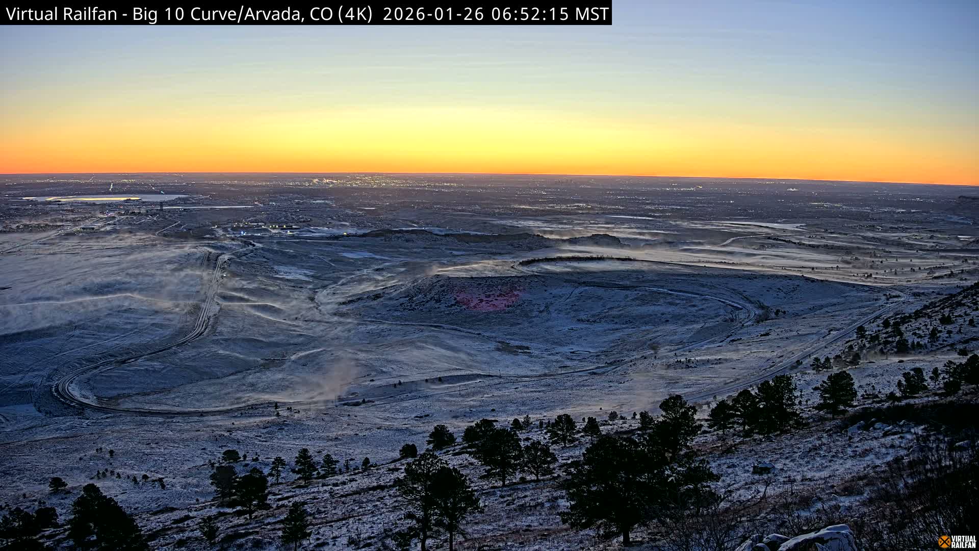 Denver Skyline  & Arvada Big  10 Curve Railroad Live Cam - Arvada, Jefferson, Colorado, USA