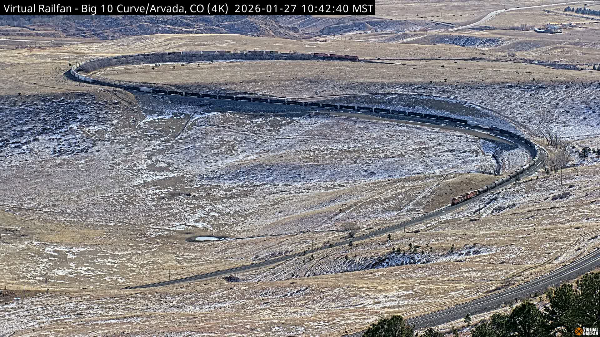 Denver Skyline  & Arvada Big  10 Curve Railroad Live Cam - Arvada, Jefferson, Colorado, USA