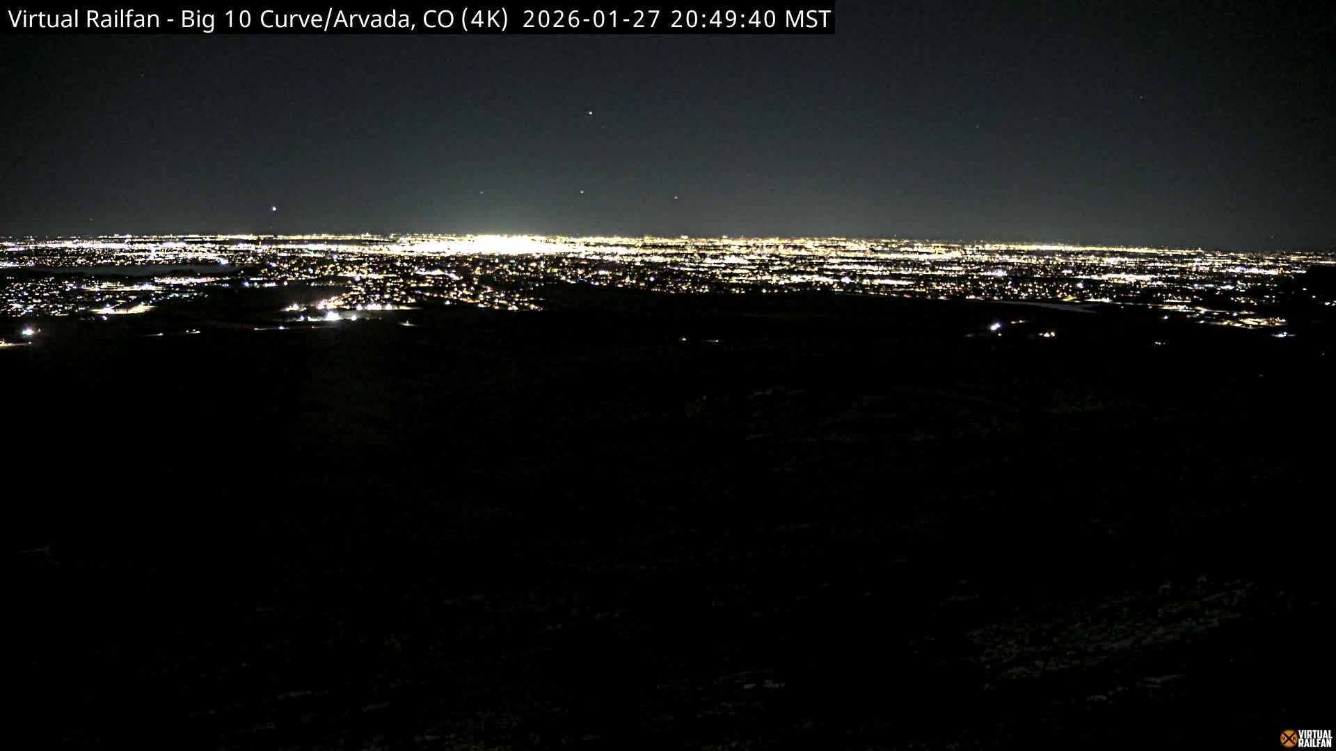 Denver Skyline  & Arvada Big  10 Curve Railroad Live Cam - Arvada, Jefferson, Colorado, USA