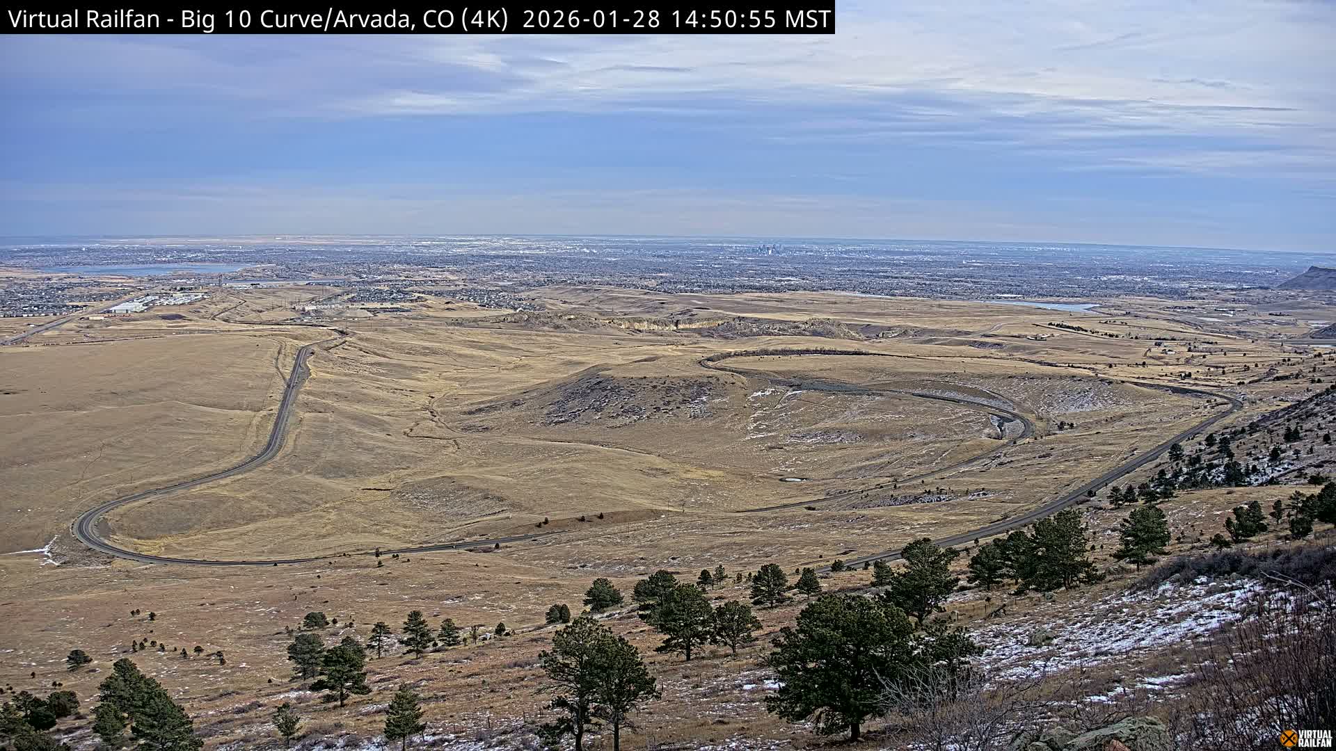 Denver Skyline  & Arvada Big  10 Curve Railroad Live Cam - Arvada, Jefferson, Colorado, USA