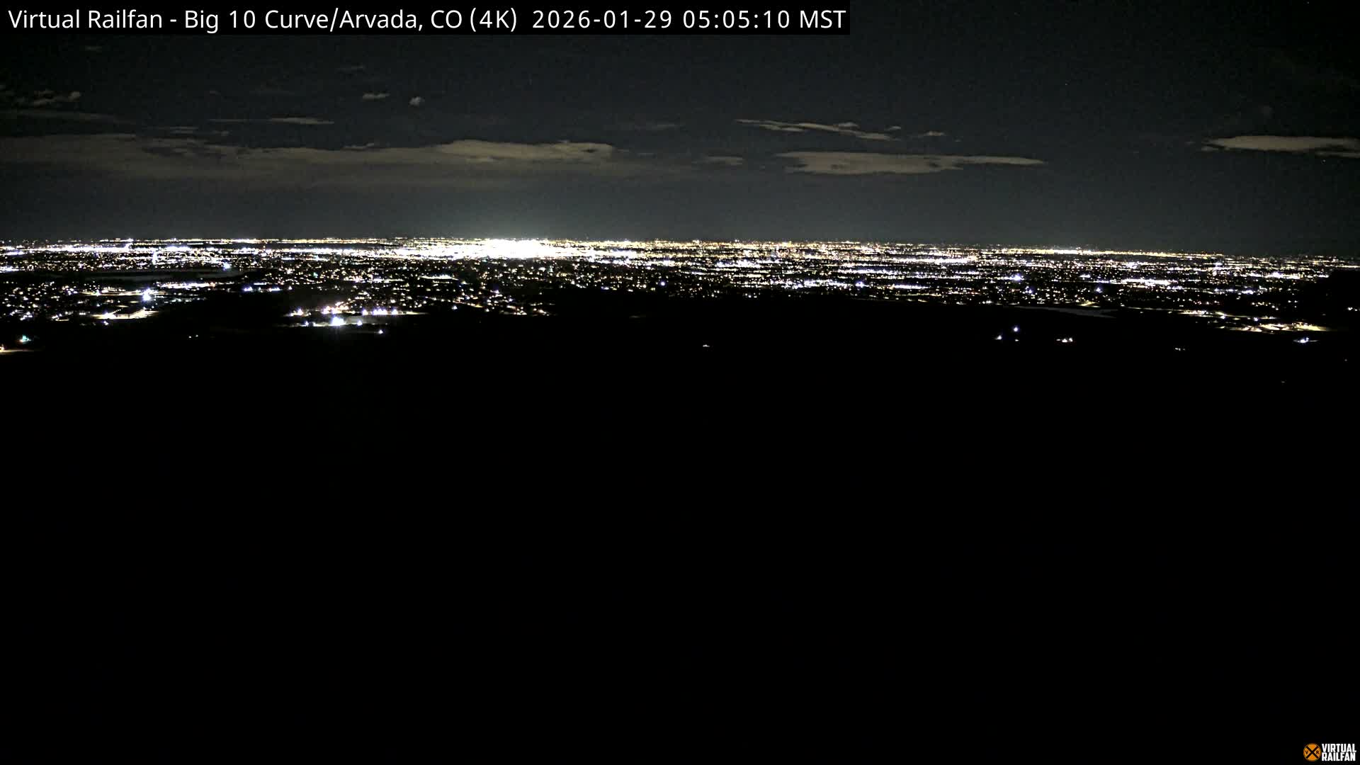 Denver Skyline  & Arvada Big  10 Curve Railroad Live Cam - Arvada, Jefferson, Colorado, USA