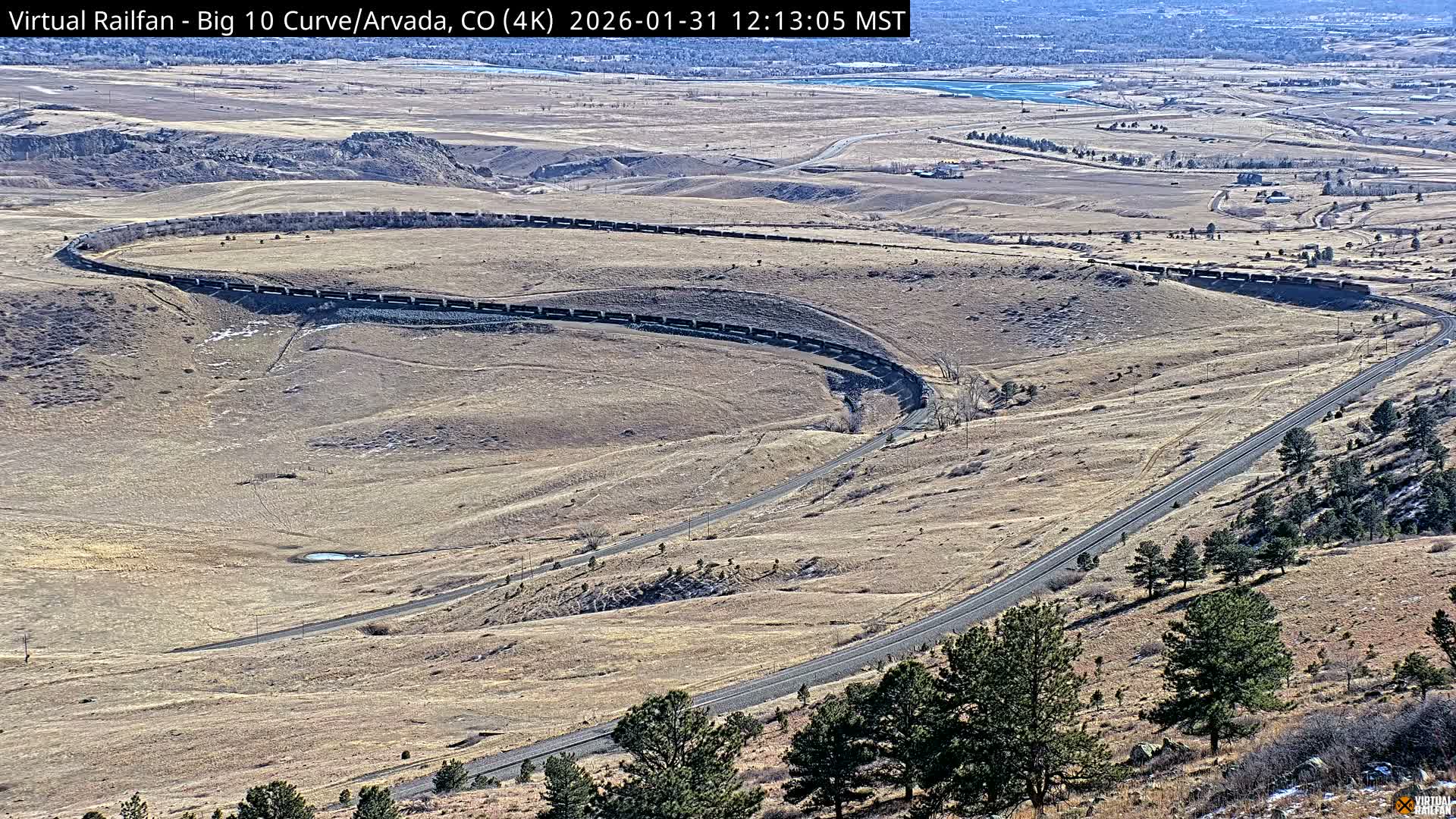 Denver Skyline  & Arvada Big  10 Curve Railroad Live Cam - Arvada, Jefferson, Colorado, USA