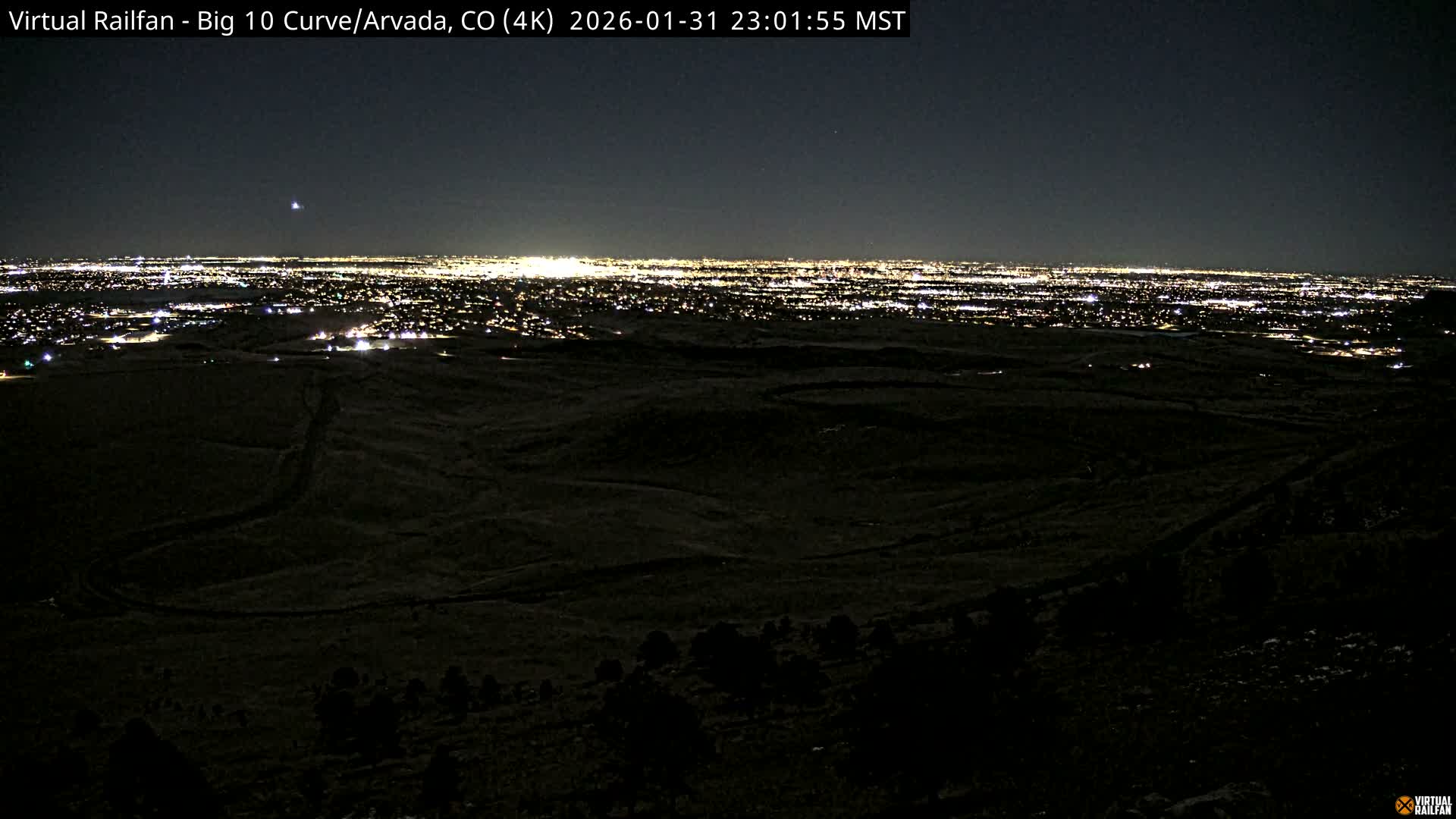 Denver Skyline  & Arvada Big  10 Curve Railroad Live Cam - Arvada, Jefferson, Colorado, USA