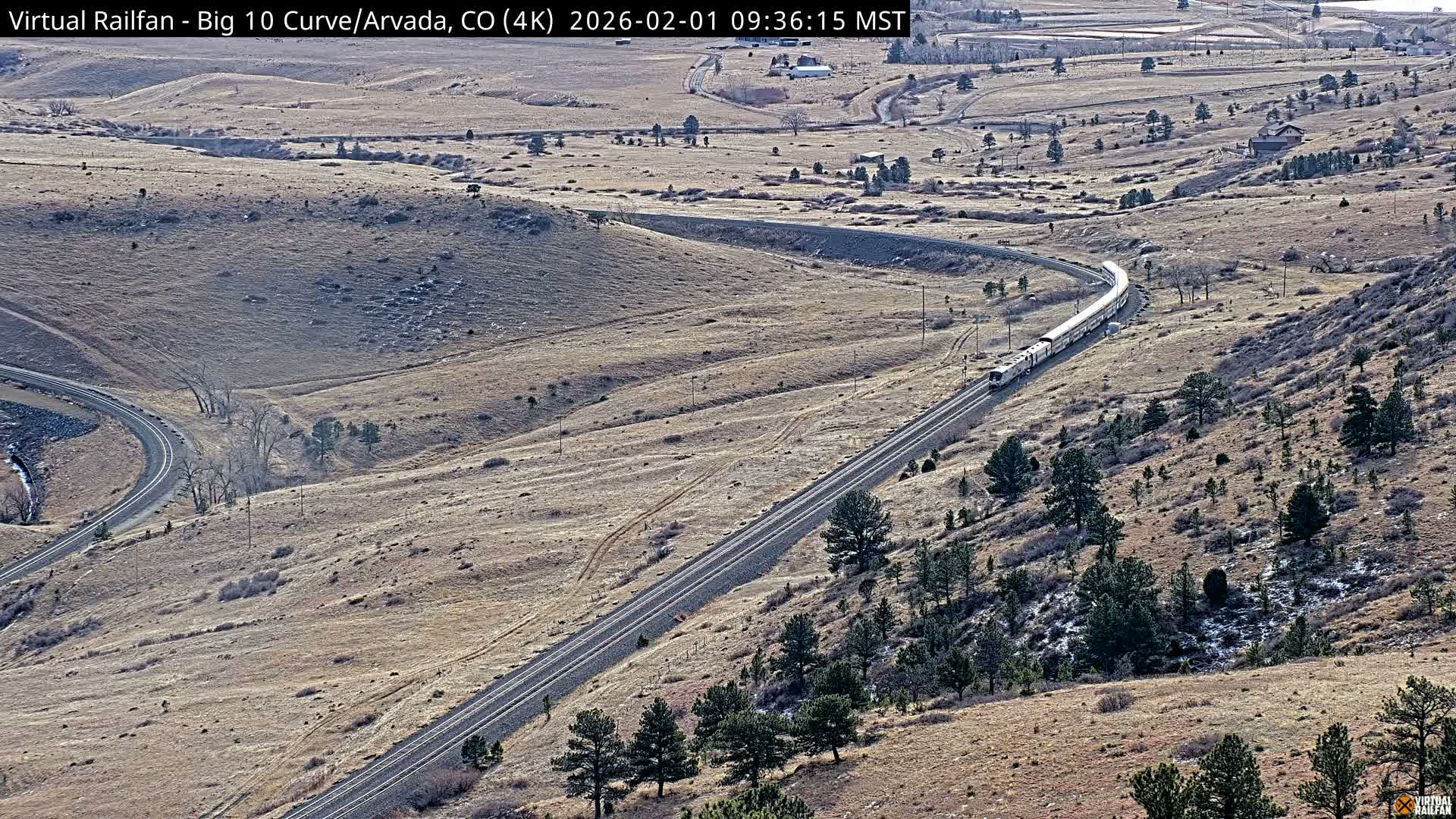 Denver Skyline  & Arvada Big  10 Curve Railroad Live Cam - Arvada, Jefferson, Colorado, USA