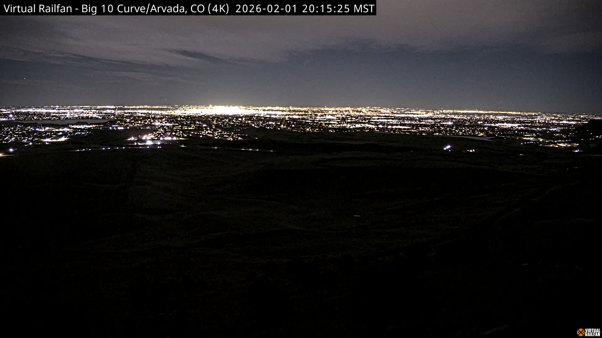 Denver Skyline  & Arvada Big  10 Curve Railroad Live Cam - Arvada, Jefferson, Colorado, USA