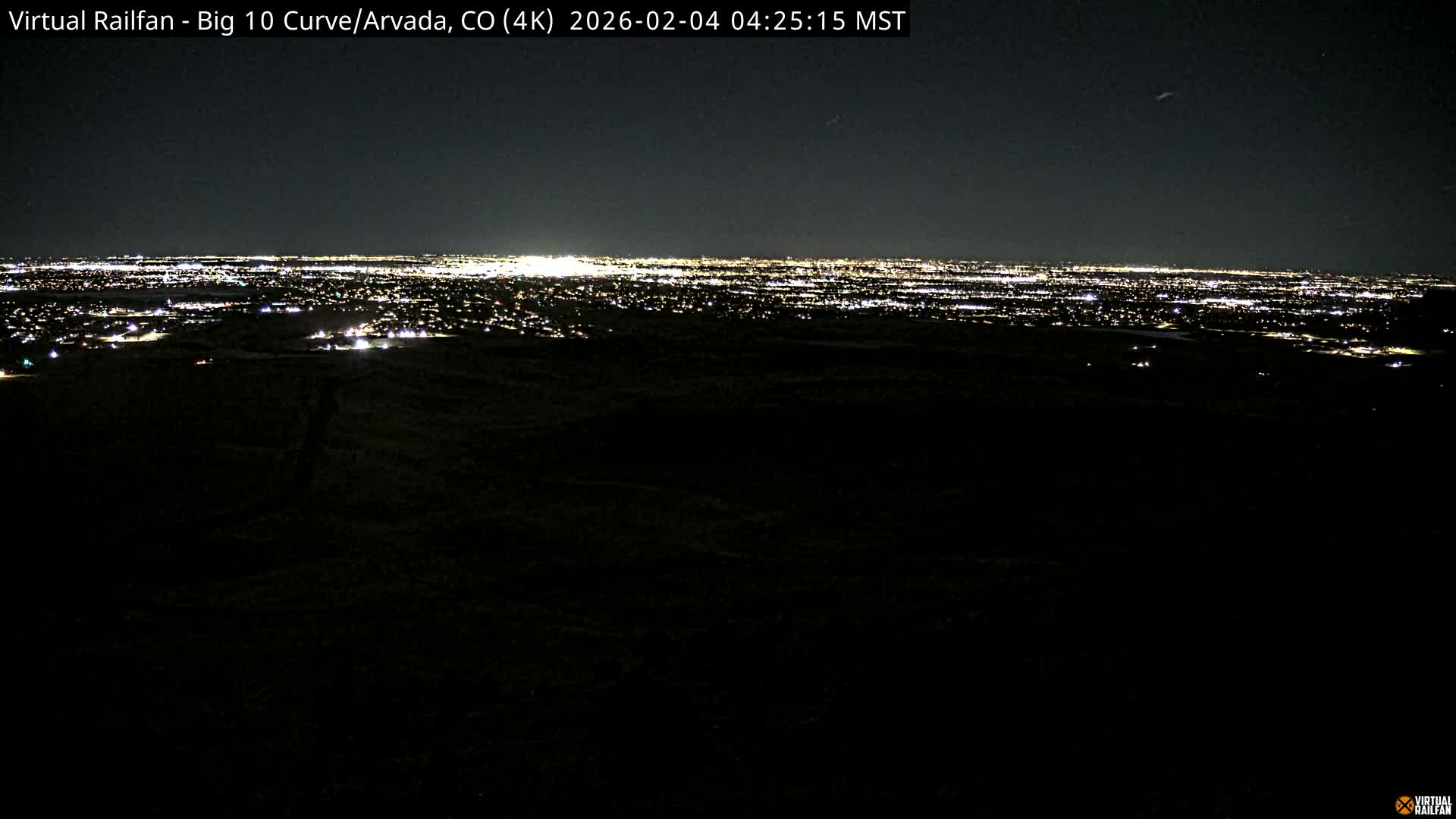 Denver Skyline  & Arvada Big  10 Curve Railroad Live Cam - Arvada, Jefferson, Colorado, USA