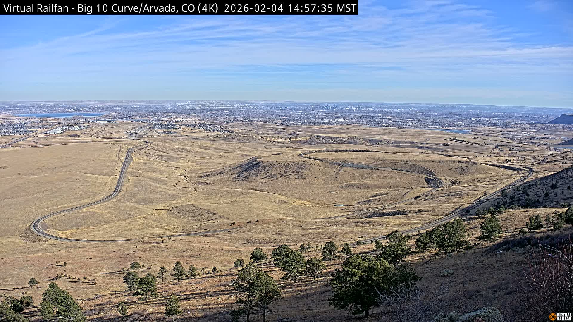Denver Skyline  & Arvada Big  10 Curve Railroad Live Cam - Arvada, Jefferson, Colorado, USA