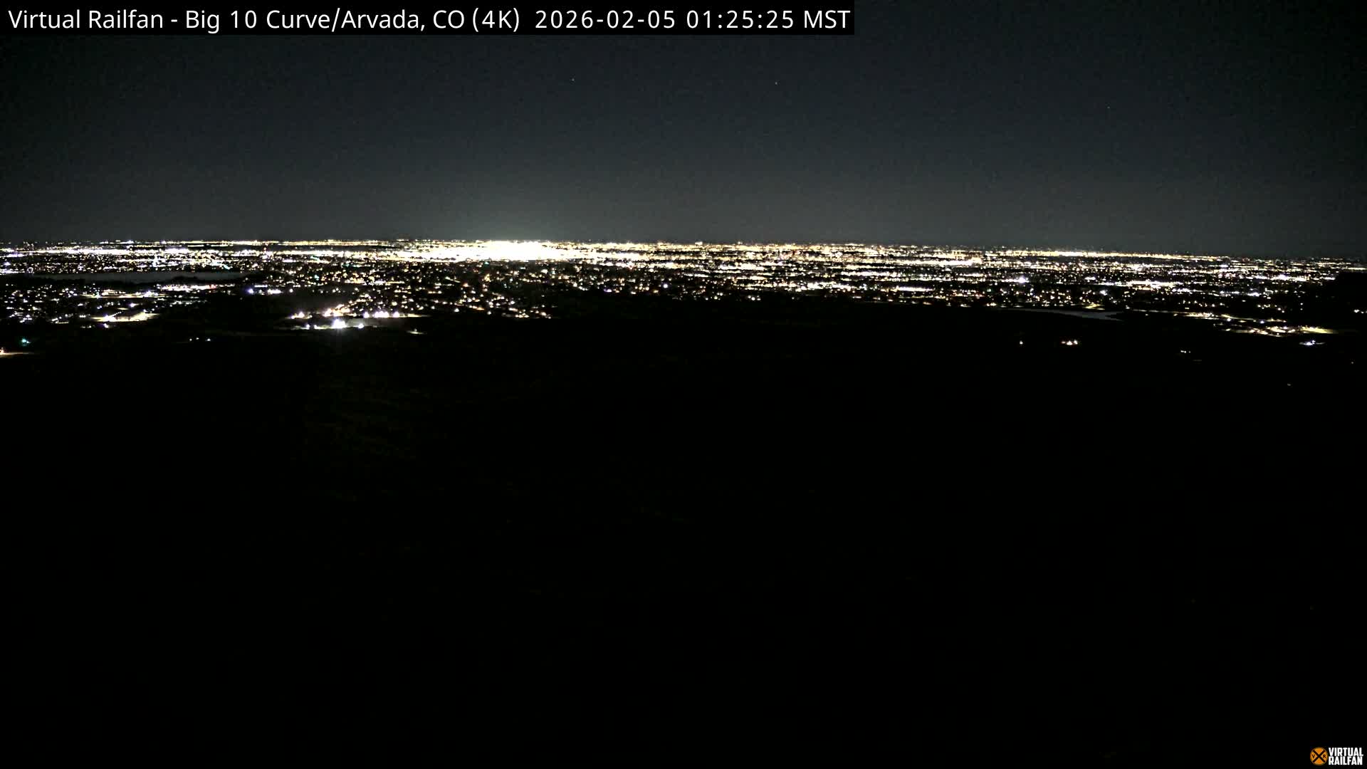 Denver Skyline  & Arvada Big  10 Curve Railroad Live Cam - Arvada, Jefferson, Colorado, USA