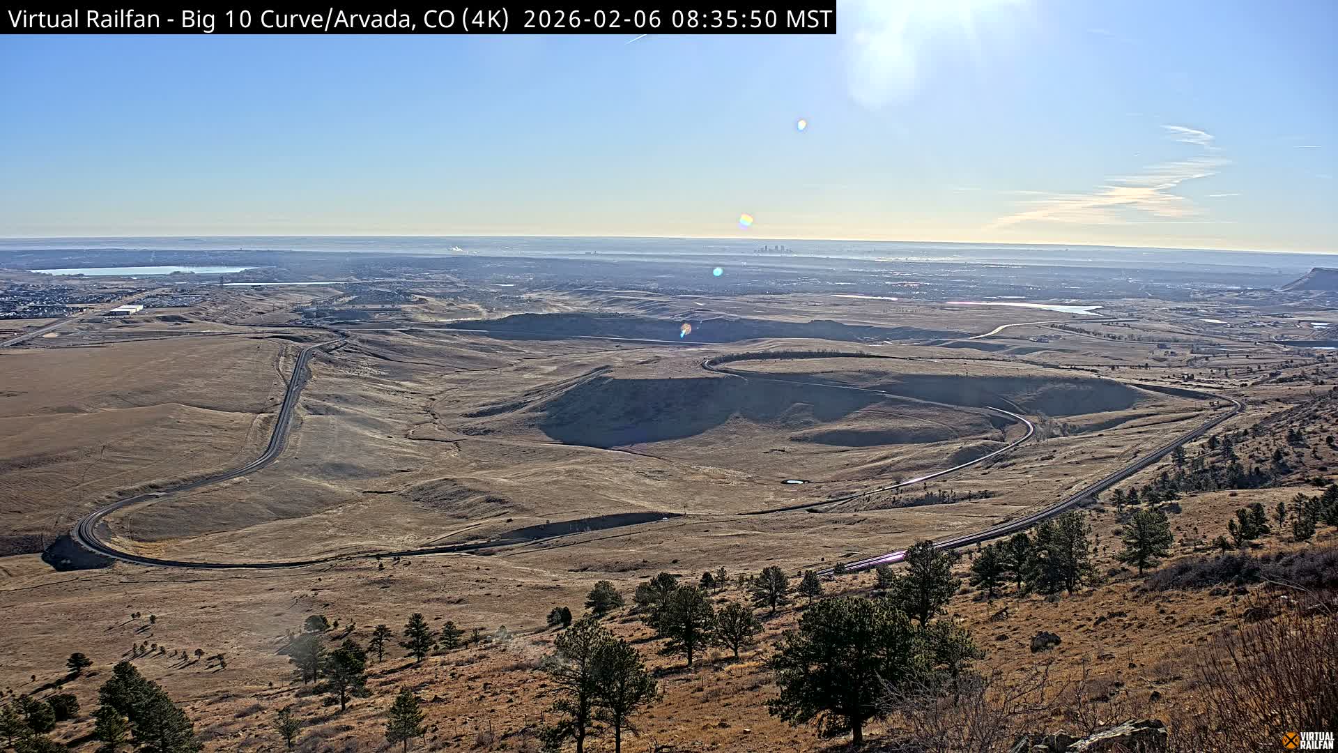 Denver Skyline  & Arvada Big  10 Curve Railroad Live Cam - Arvada, Jefferson, Colorado, USA