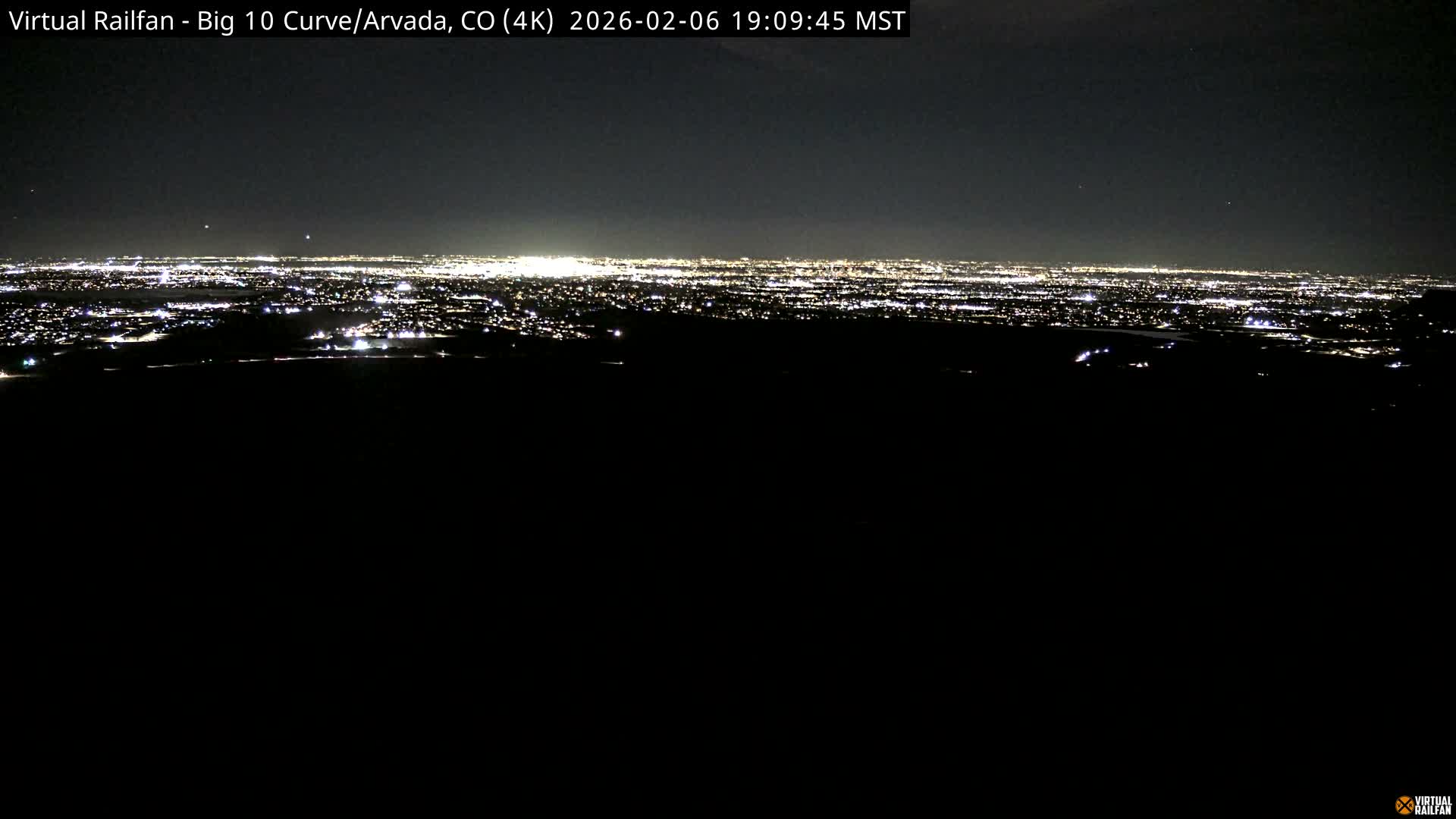 Denver Skyline  & Arvada Big  10 Curve Railroad Live Cam - Arvada, Jefferson, Colorado, USA