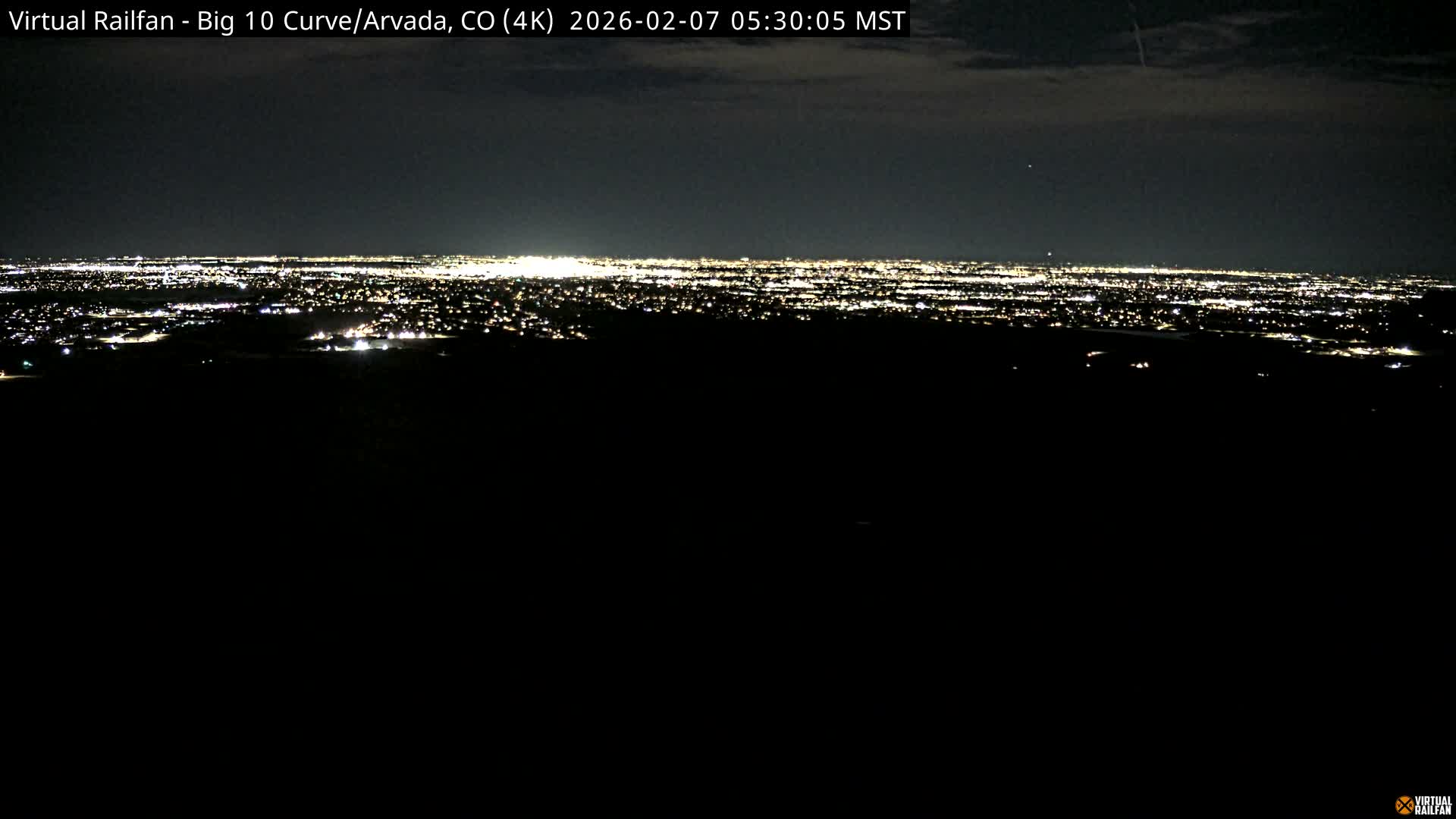 Denver Skyline  & Arvada Big  10 Curve Railroad Live Cam - Arvada, Jefferson, Colorado, USA