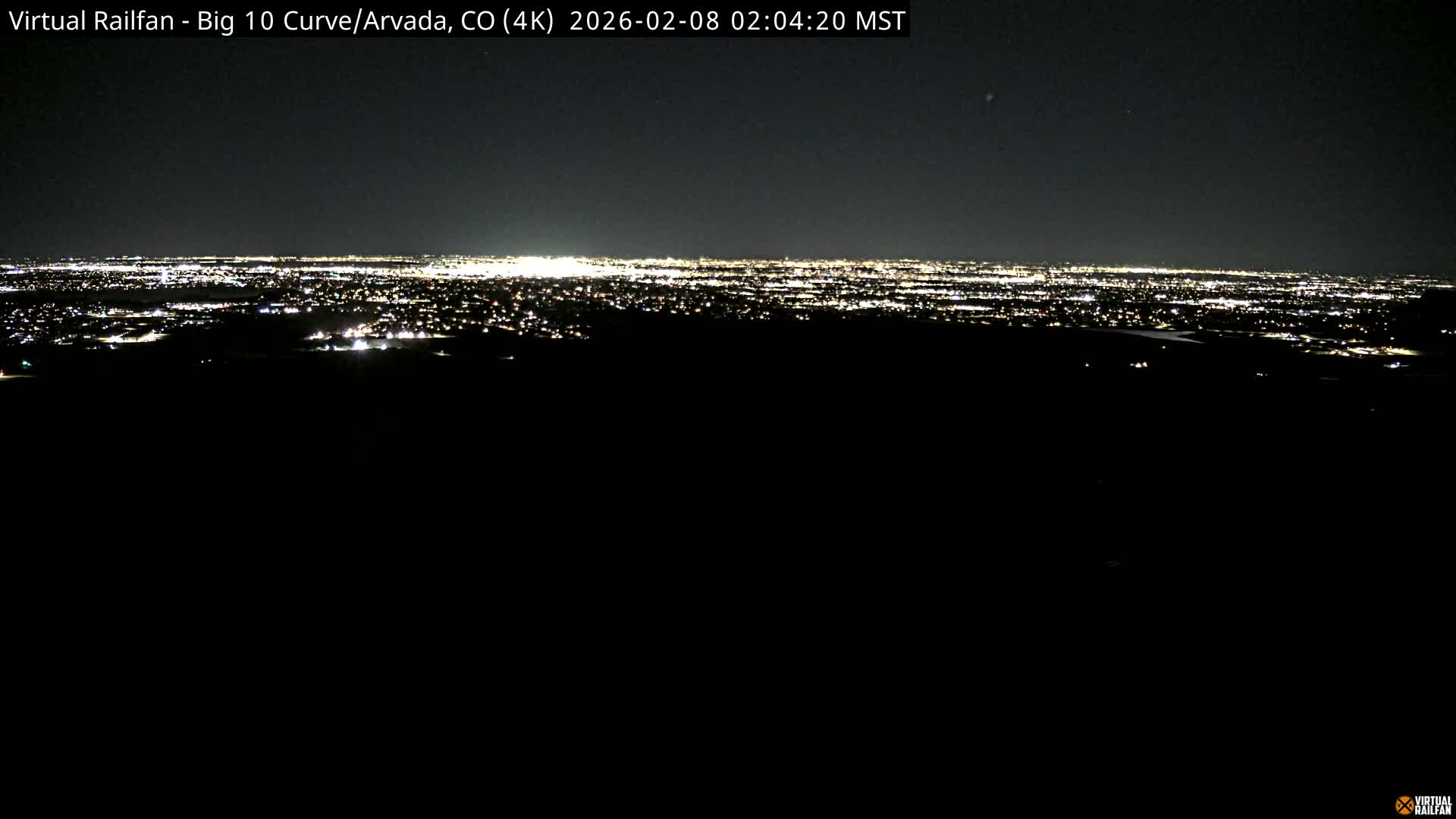 Denver Skyline  & Arvada Big  10 Curve Railroad Live Cam - Arvada, Jefferson, Colorado, USA