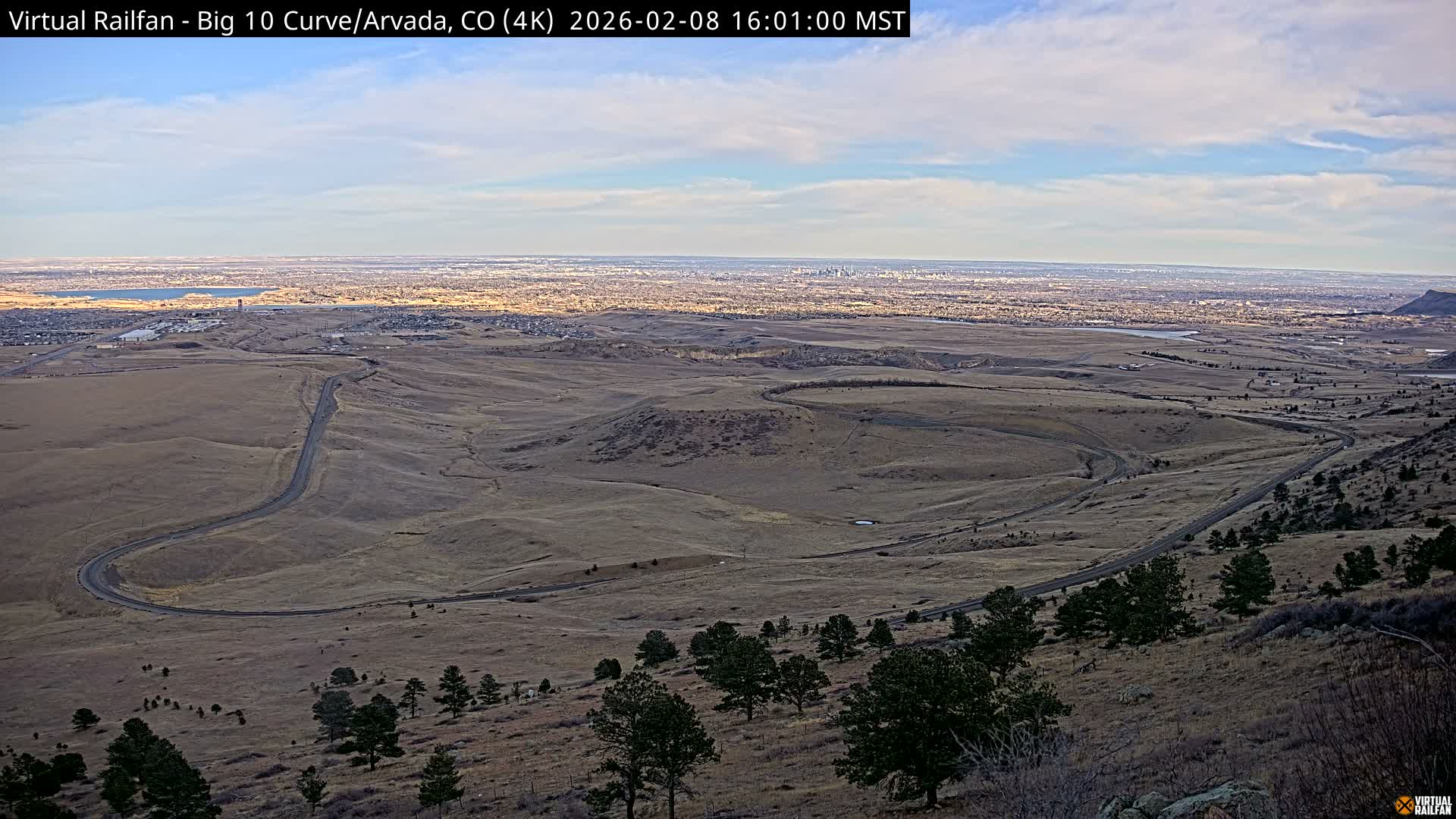Denver Skyline  & Arvada Big  10 Curve Railroad Live Cam - Arvada, Jefferson, Colorado, USA