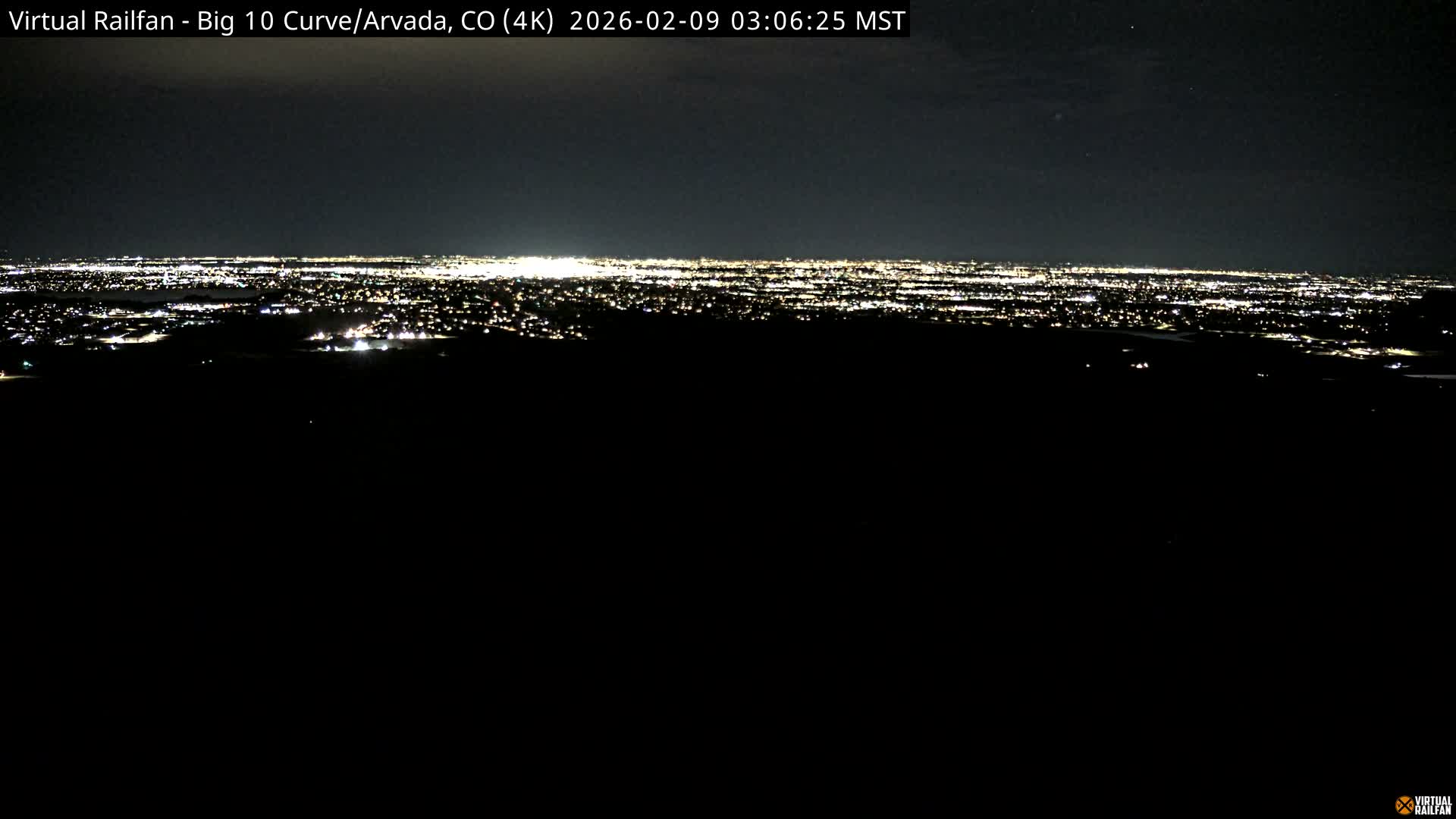 Denver Skyline  & Arvada Big  10 Curve Railroad Live Cam - Arvada, Jefferson, Colorado, USA