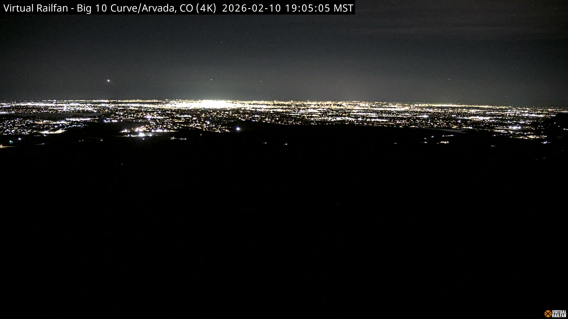 Denver Skyline  & Arvada Big  10 Curve Railroad Live Cam - Arvada, Jefferson, Colorado, USA