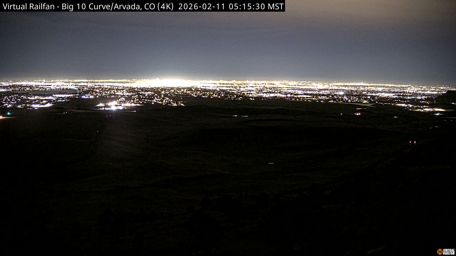 Denver Skyline  & Arvada Big  10 Curve Railroad Live Cam - Arvada, Jefferson, Colorado, USA