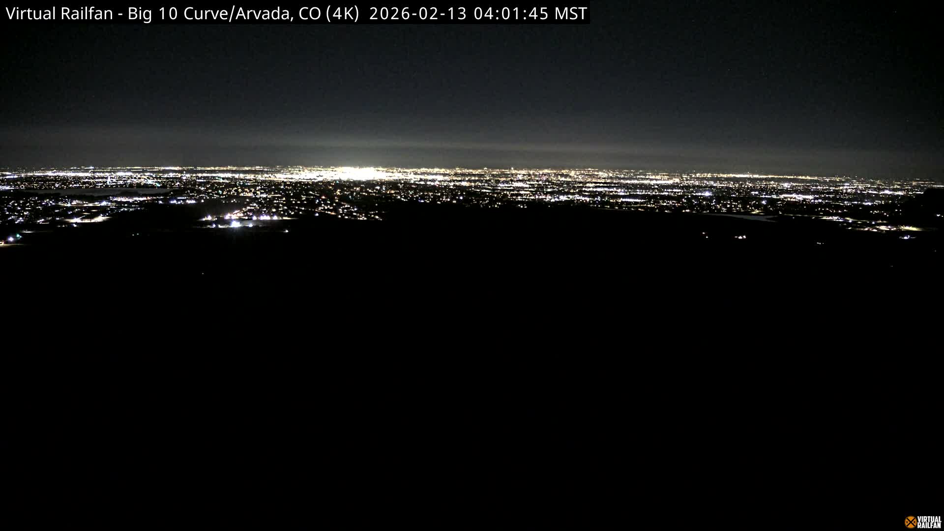 Denver Skyline  & Arvada Big  10 Curve Railroad Live Cam - Arvada, Jefferson, Colorado, USA