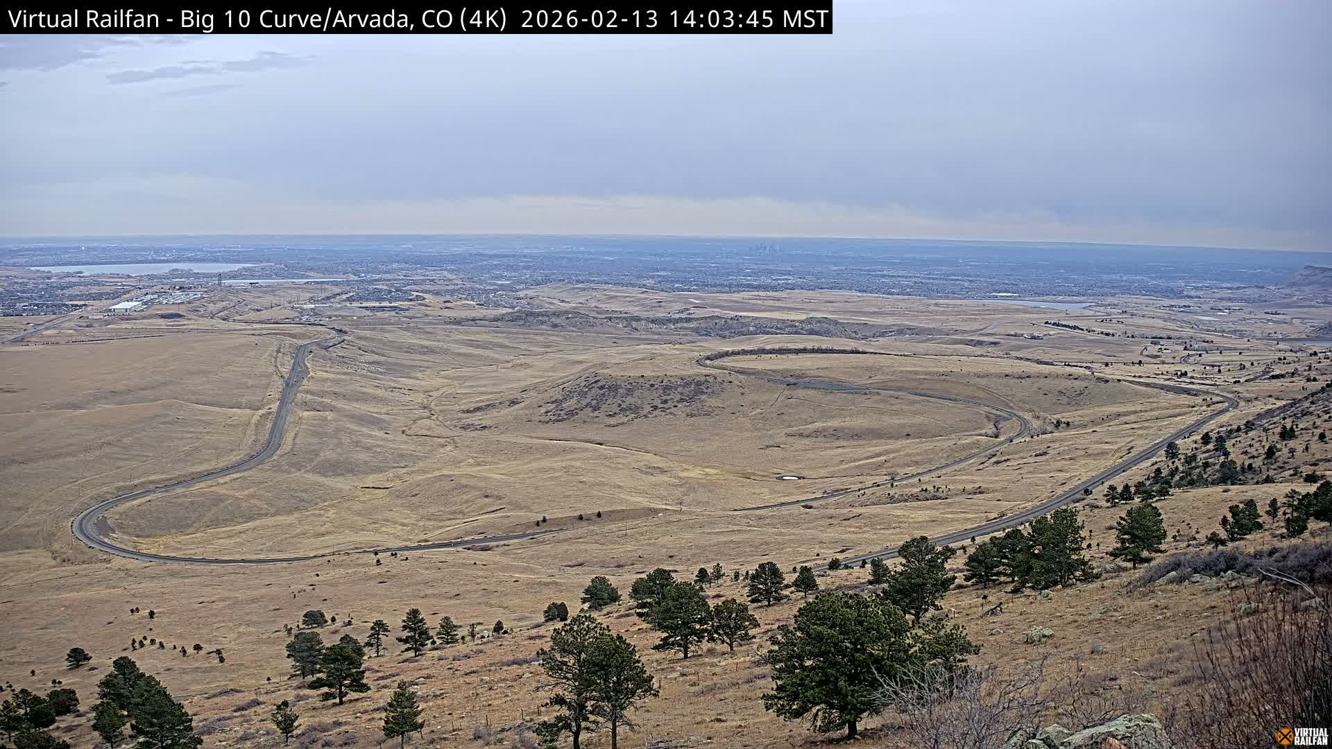 Denver Skyline  & Arvada Big  10 Curve Railroad Live Cam - Arvada, Jefferson, Colorado, USA