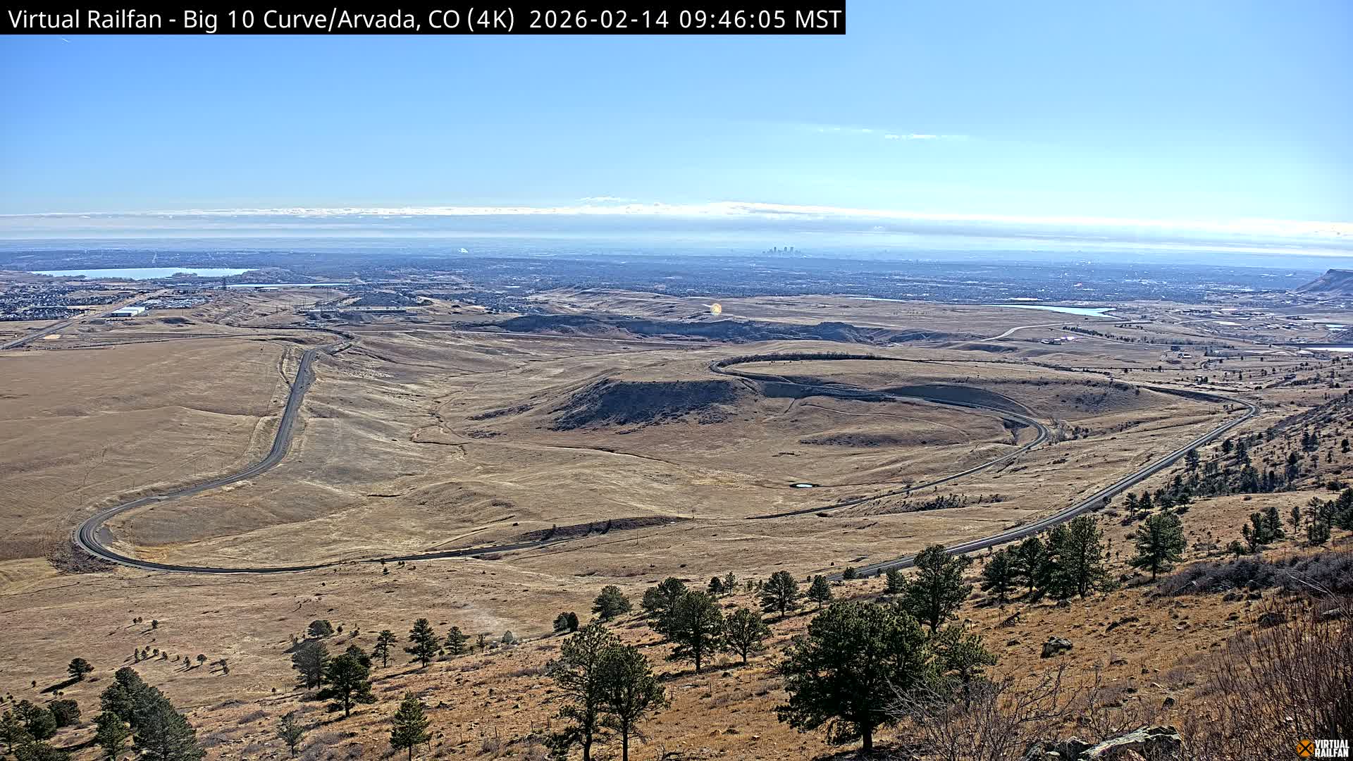 Denver Skyline  & Arvada Big  10 Curve Railroad Live Cam - Arvada, Jefferson, Colorado, USA