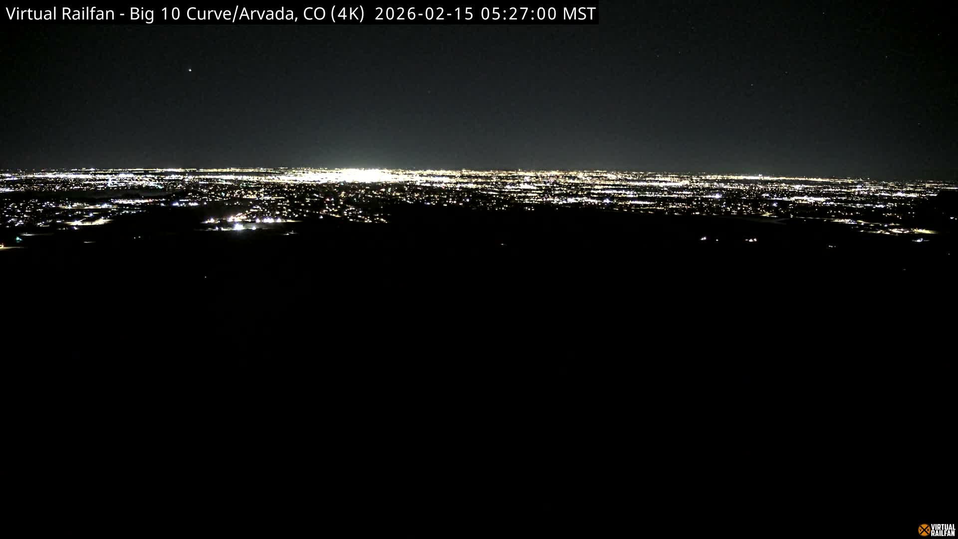 Denver Skyline  & Arvada Big  10 Curve Railroad Live Cam - Arvada, Jefferson, Colorado, USA