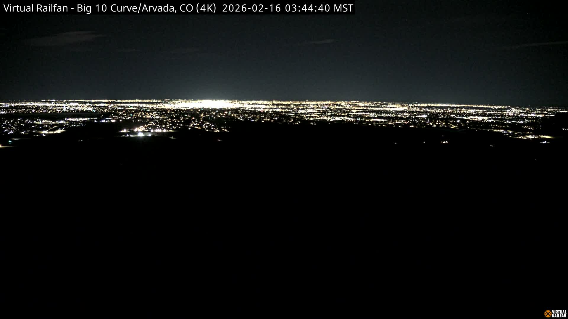 Denver Skyline  & Arvada Big  10 Curve Railroad Live Cam - Arvada, Jefferson, Colorado, USA