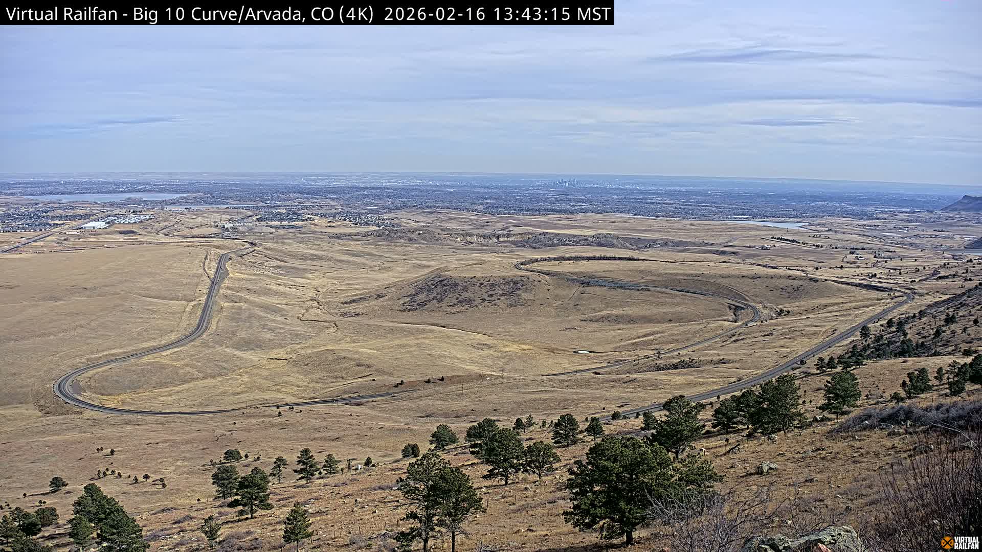 Denver Skyline  & Arvada Big  10 Curve Railroad Live Cam - Arvada, Jefferson, Colorado, USA