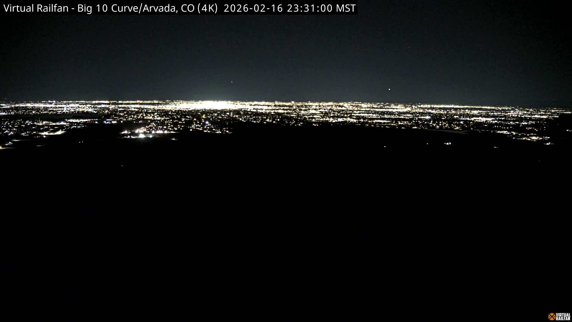 Denver Skyline  & Arvada Big  10 Curve Railroad Live Cam - Arvada, Jefferson, Colorado, USA