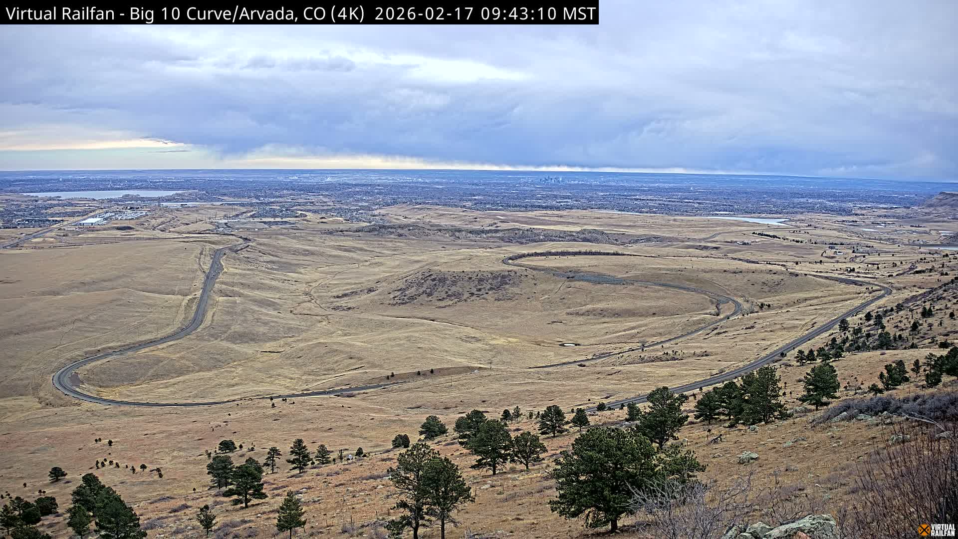Denver Skyline  & Arvada Big  10 Curve Railroad Live Cam - Arvada, Jefferson, Colorado, USA