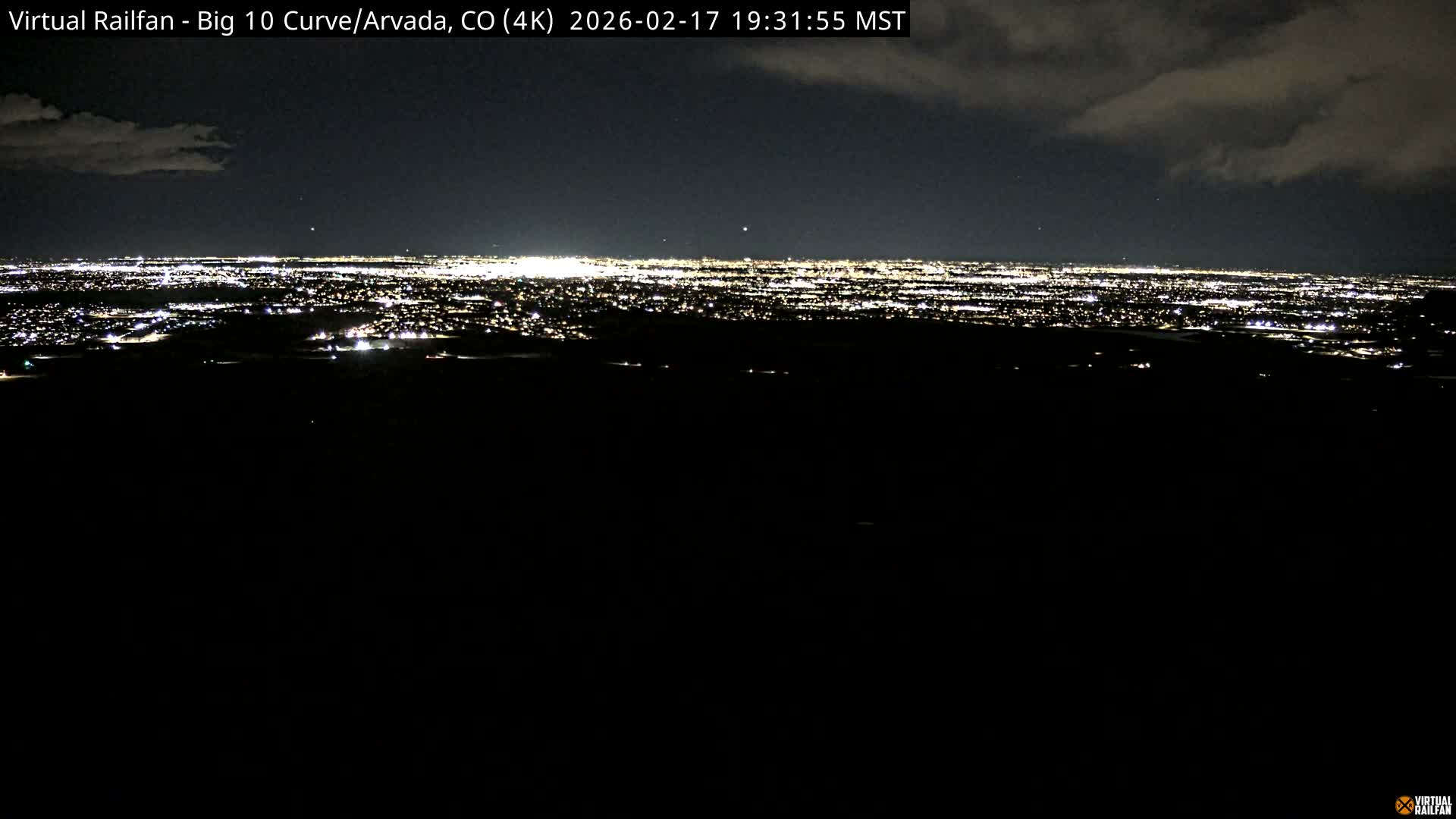 Denver Skyline  & Arvada Big  10 Curve Railroad Live Cam - Arvada, Jefferson, Colorado, USA