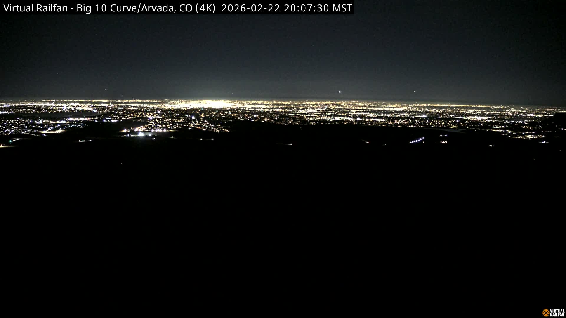 Denver Skyline  & Arvada Big  10 Curve Railroad Live Cam - Arvada, Jefferson, Colorado, USA