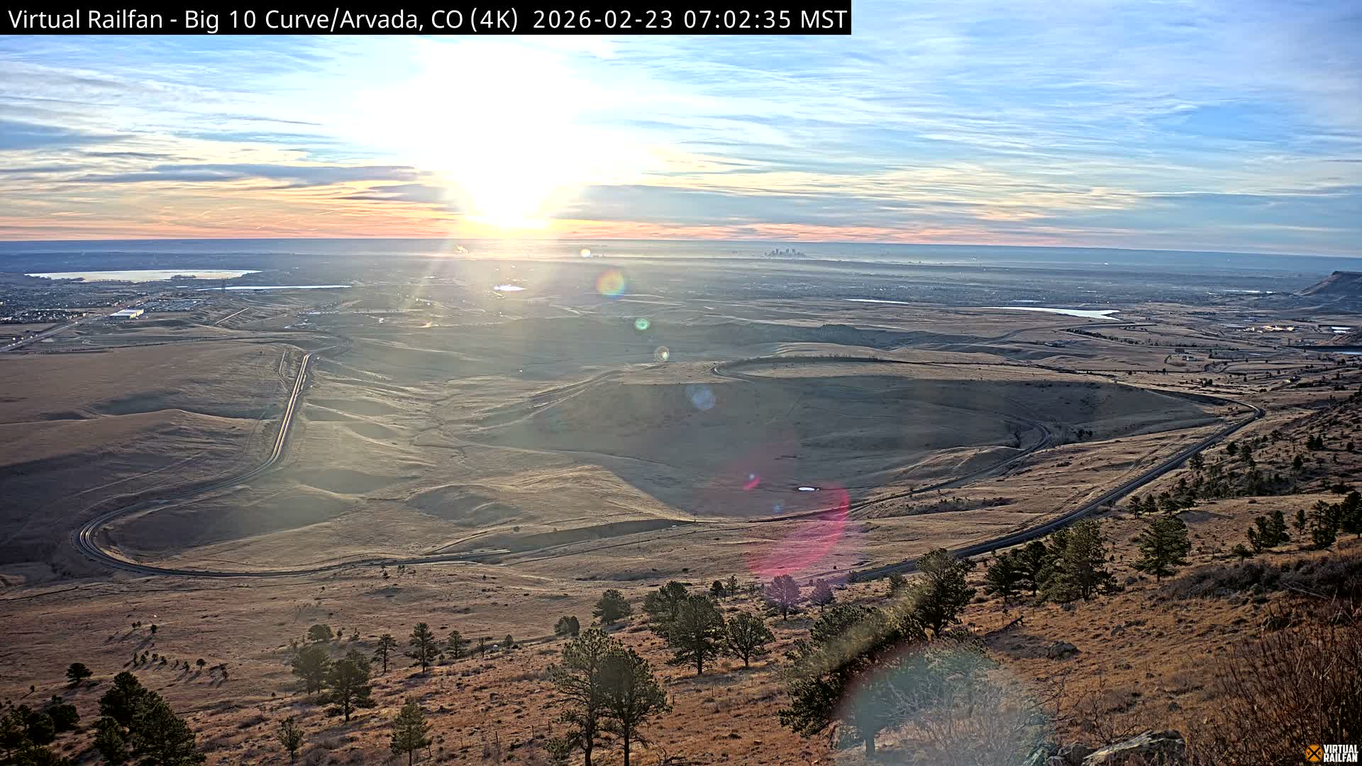 Denver Skyline  & Arvada Big  10 Curve Railroad Live Cam - Arvada, Jefferson, Colorado, USA