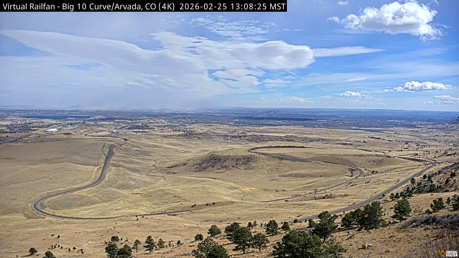 Denver Skyline  & Arvada Big  10 Curve Railroad Live Cam - Arvada, Jefferson, Colorado, USA